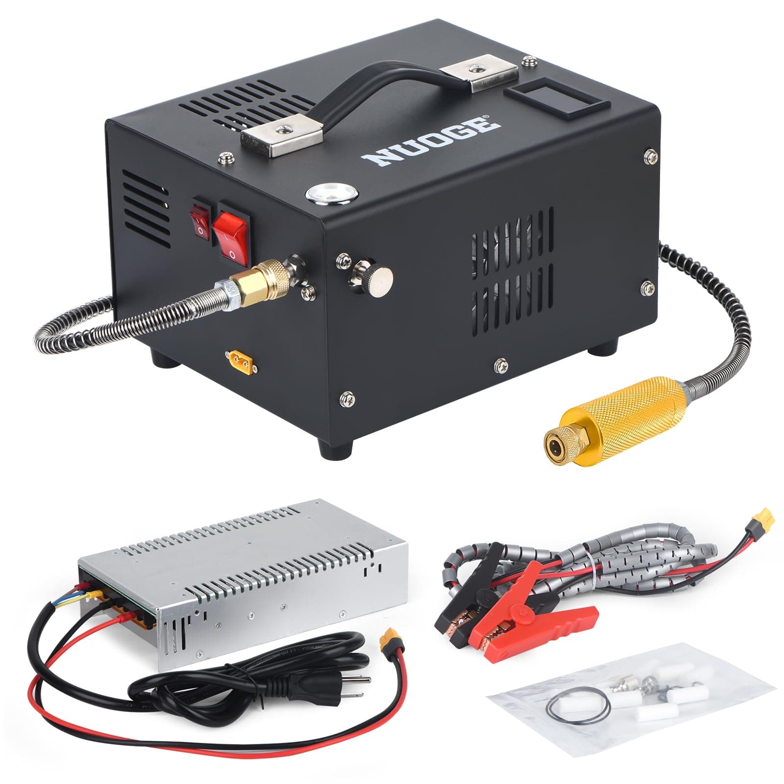 Pcp Air Compressor 4500Psi 30Mpa Powered by Car 12V Dc or Home 110V Ac W/Converter Paintball/Scuba Tank Compressor Pump