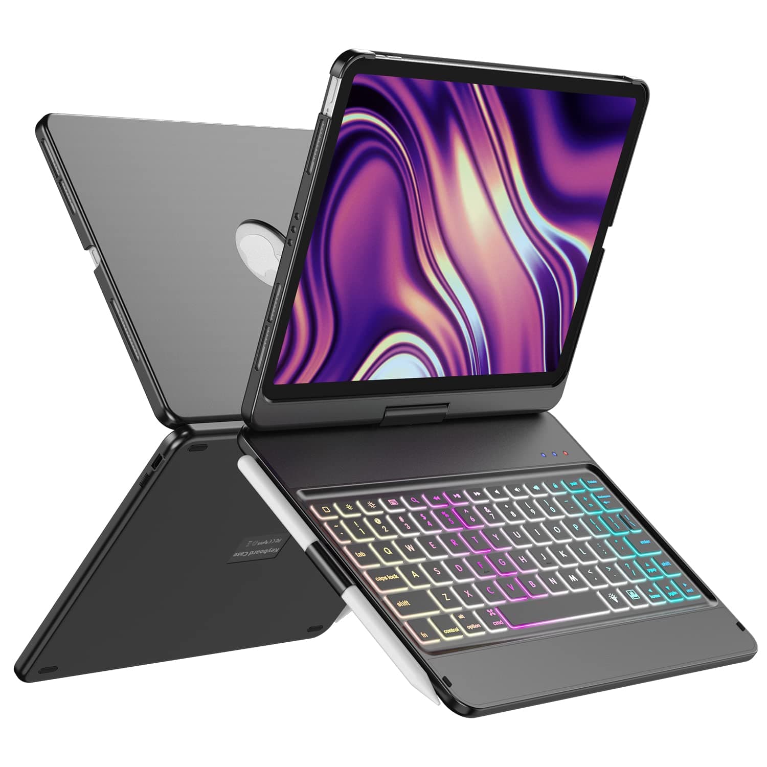 GGH Keyboard Case for iPad Pro 11 inch (4th/3rd/2nd/1st Gen),iPad Air 5th/4th Generation Case with Keyboard 10.9 inch,10 Color Backlight Bluetooth Keyboard with Pencil Holder,360° Rotatable Screen