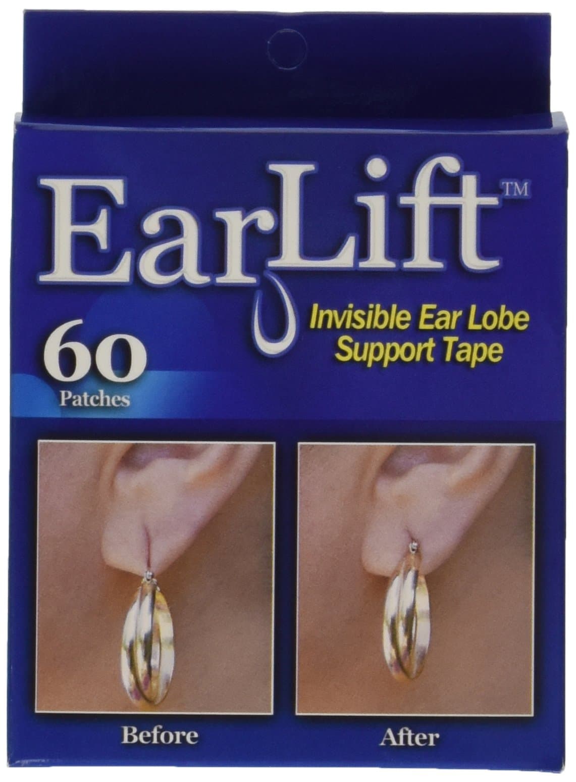 Earlift Invisible Ear Lobe Support Solution Self-Adhesive Oval Patches As Seen On Tv