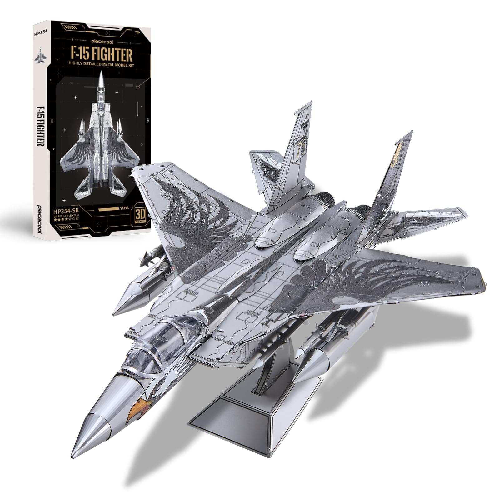 Piececool 3D Puzzles for Adults, American F-15 Fighter Metal Airplane Kit to Build, DIY Assembly Plane Model, Best Gifts for Military Enthusiasts, Desk Decor