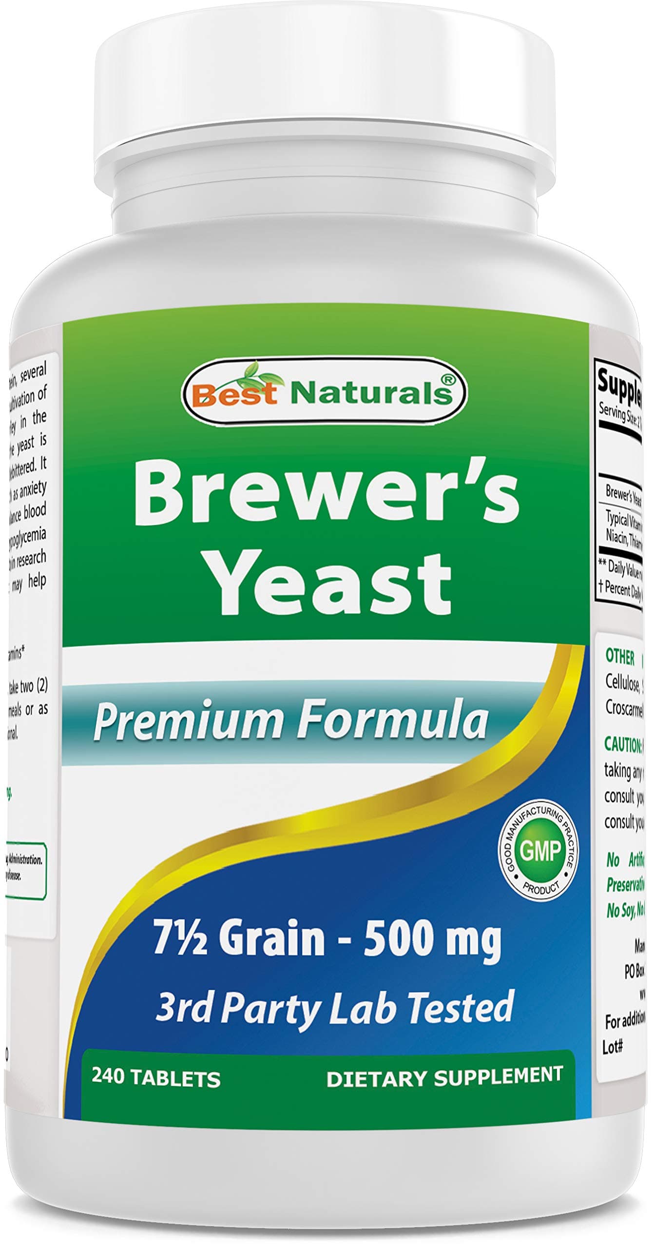 Brewers Yeast, 7-1/2 Grains with Vitamin B1, Vitamin B2, 1000 mg 240 Tablets (240 Count (Pack of 1))