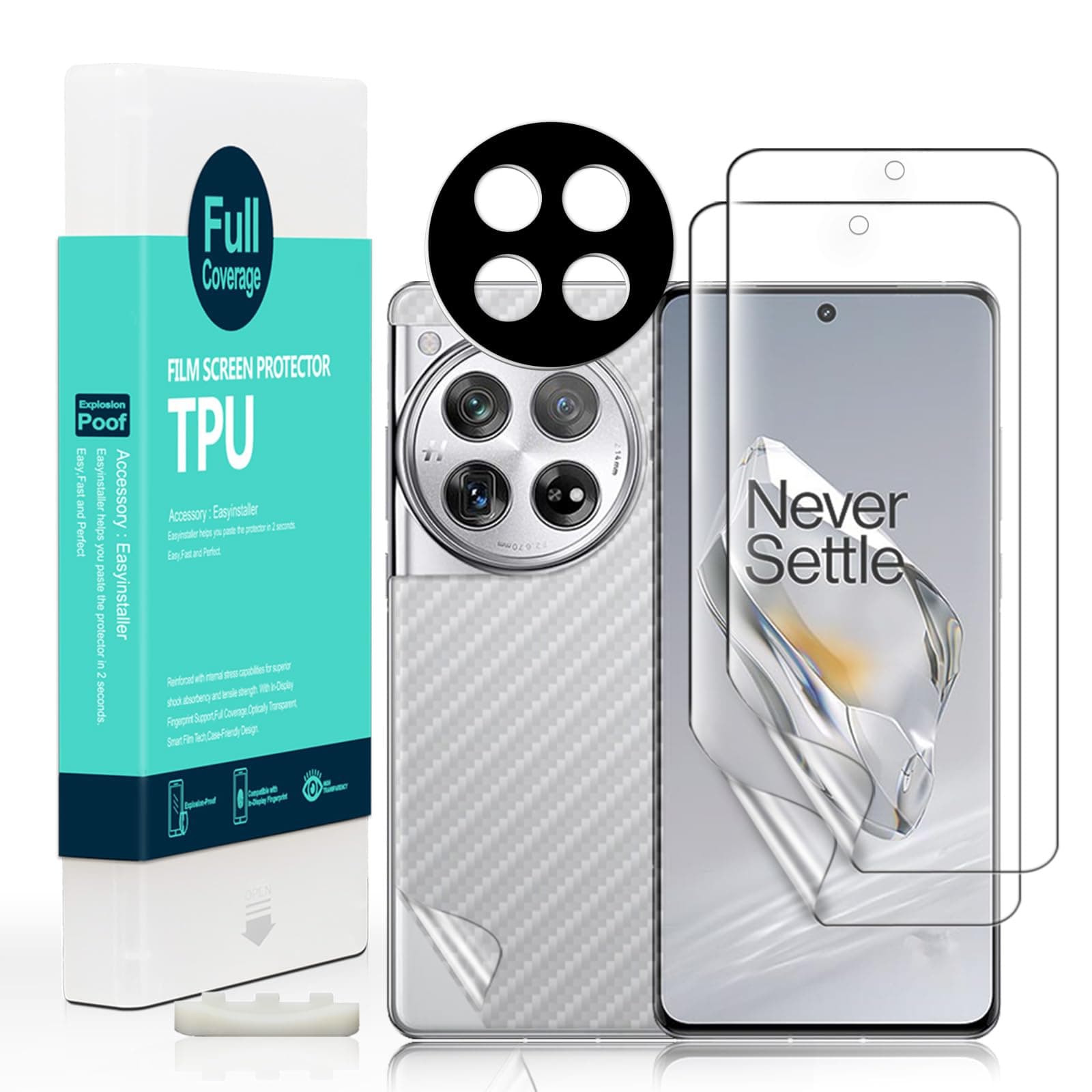 Ibywind 2 Pcs Screen Protector For Oneplus 12 5G 6.82"(Not For Oneplus 11 5G),Flexible TPU Film,With 1Pc Camera Lens Protector,1Pc Back Film[Easy to install]