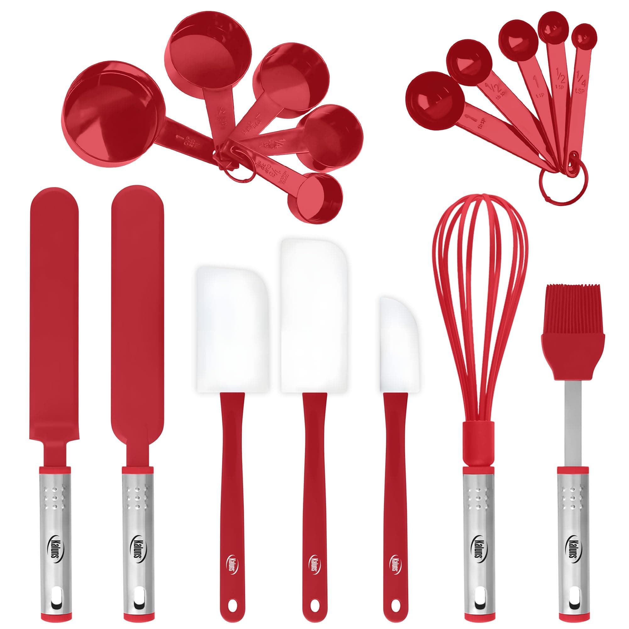 Silicone Spatula Set, 17 Piece Baking Utensils, Nylon and Stainless Steel, Non Stick and Heat Resistant Bakeware set New Baker's Gadget Tools Collection