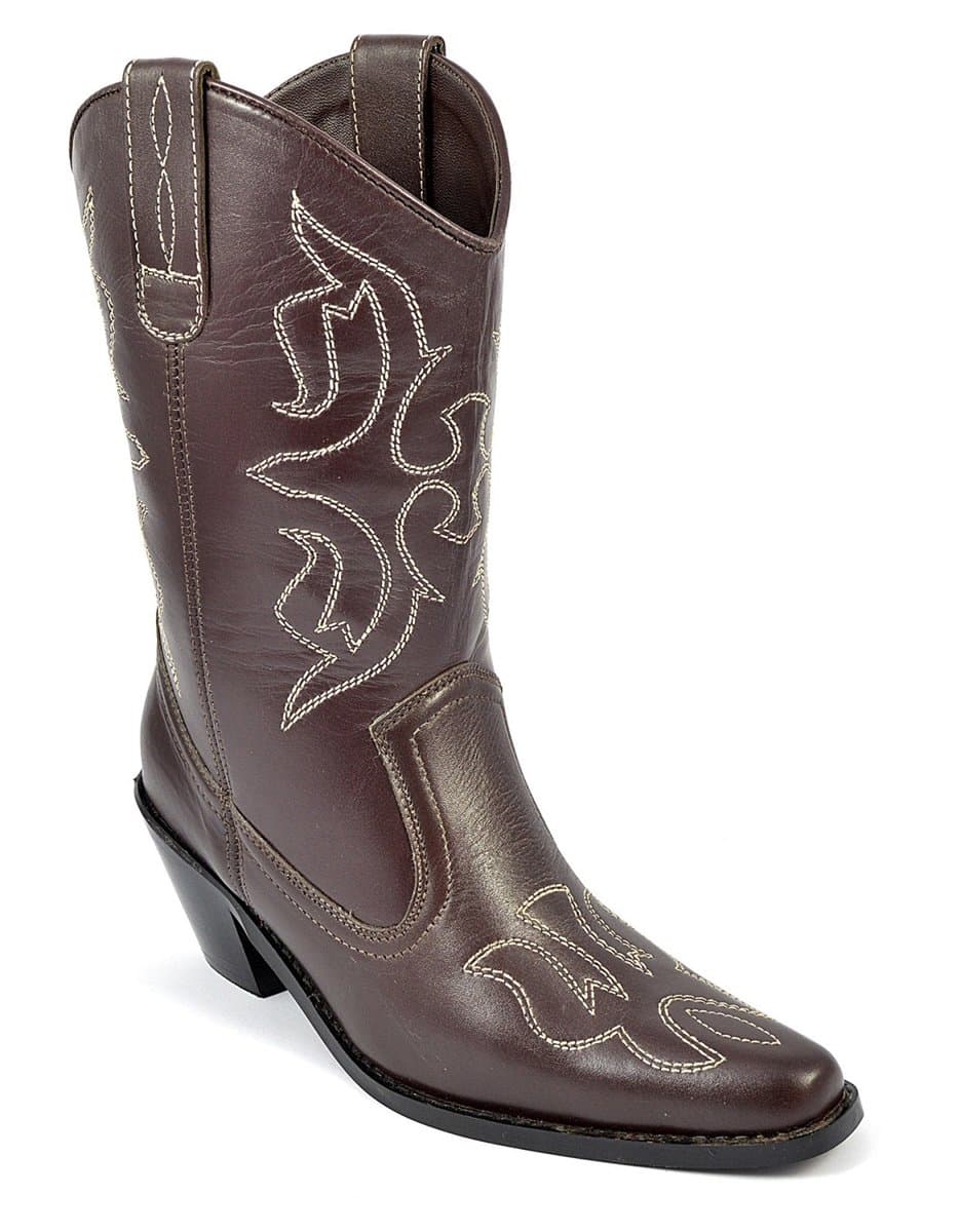 Womens Brown Leather Cowboy Boots Handmade Riding Shoes Style 6013 Size 3 4 5 6 7 8