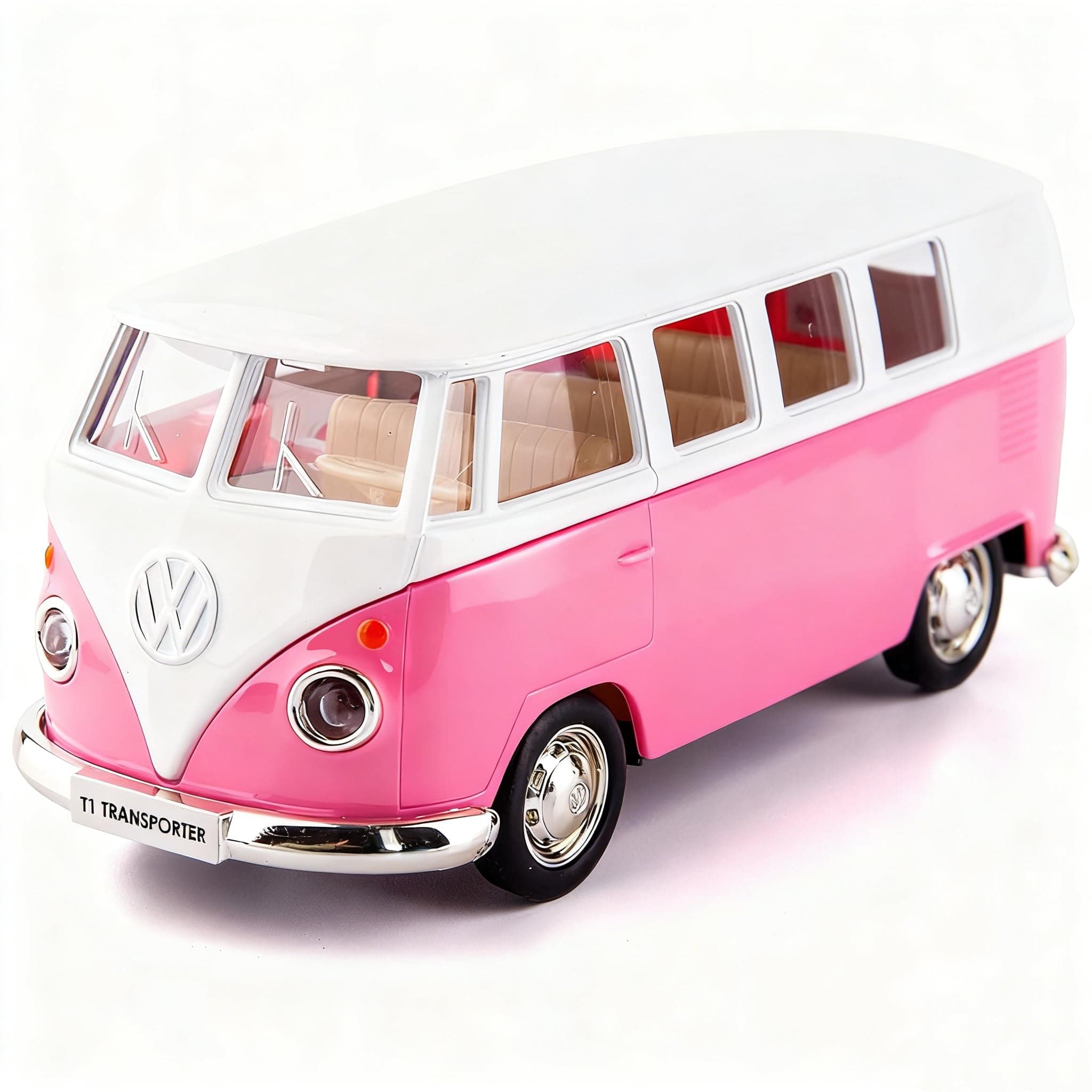 1/36 Scale Bus Casting Car Model, Zinc Alloy Toy Car for Kids, Pull Back Vehicles Toy Truck for Toddlers Kids Boys Girls Gift (Pink)