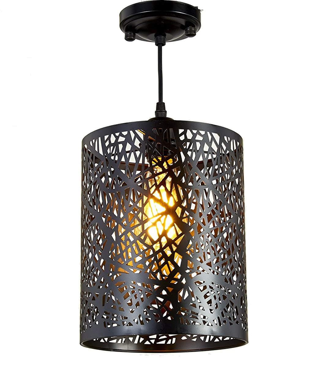 New Galaxy Lighting 1-Light Black Finish Metal Shade Hanging Pendant Ceiling Lamp Fixture