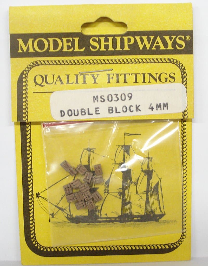 Model Shipways Block, Double, Walnut 5/32" (4mm) 30/Pack