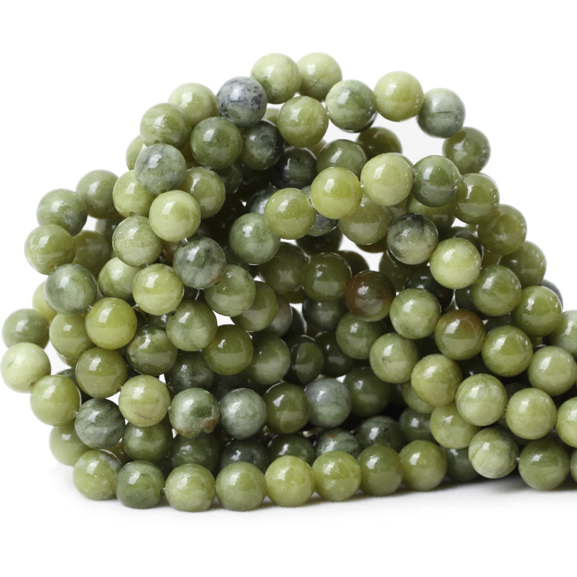 45PCS 8mm Natural Taiwan Green Jade Round Loose Beads for Jewelry Making DIY Bracelet Necklace Materials 1 Strand 15"