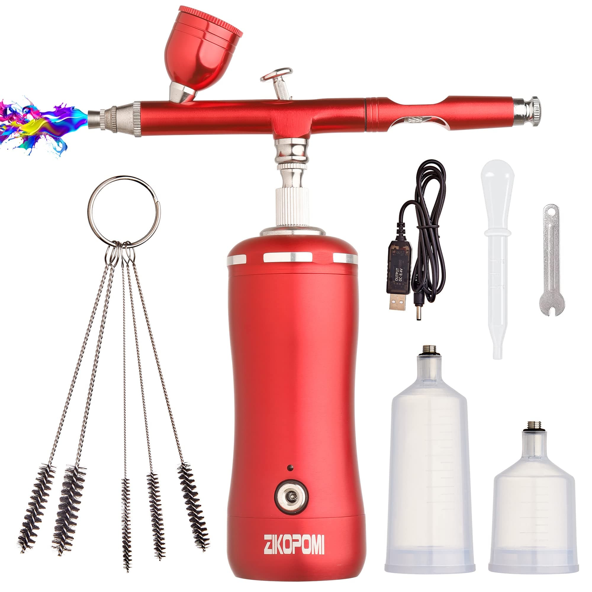 Airbrush Kit with Compressor, Cordless Airbrush Trigger Control Start & Stop Dual Action 27Psi Portable Air Brush Gun Set for Painting Makeup Cake Decor Model Coloring Nail Art Tattoo Drawing