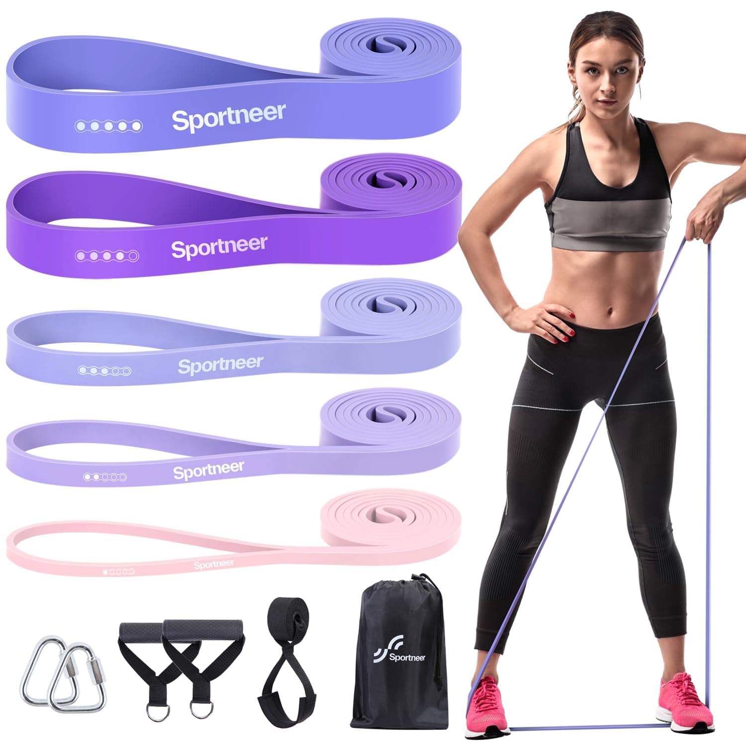 Resistance Bands for Working Out, Sportneer 5-130lb Exercise Bands 5 Levels Pull Up Bands with Handles & Door Anchor - Resistance Bands for Physical Therapy Stretching & Resistance Training