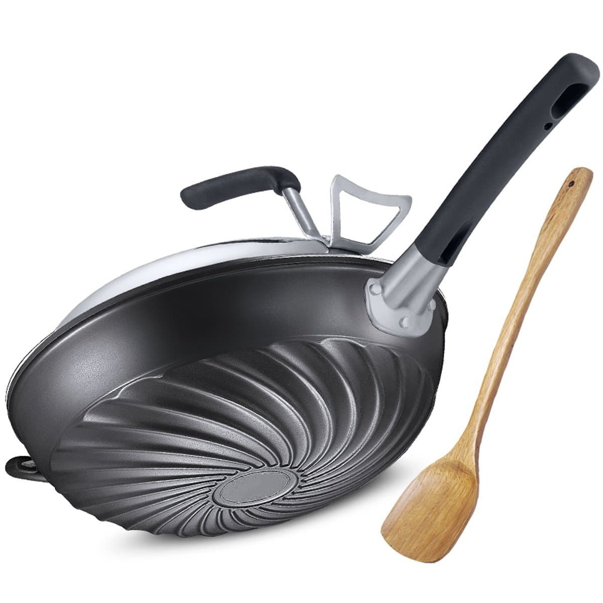 Gjhh Fry Pan Wok 32CM King Kong Whirlwind Fry Pan Nonstick Cooker