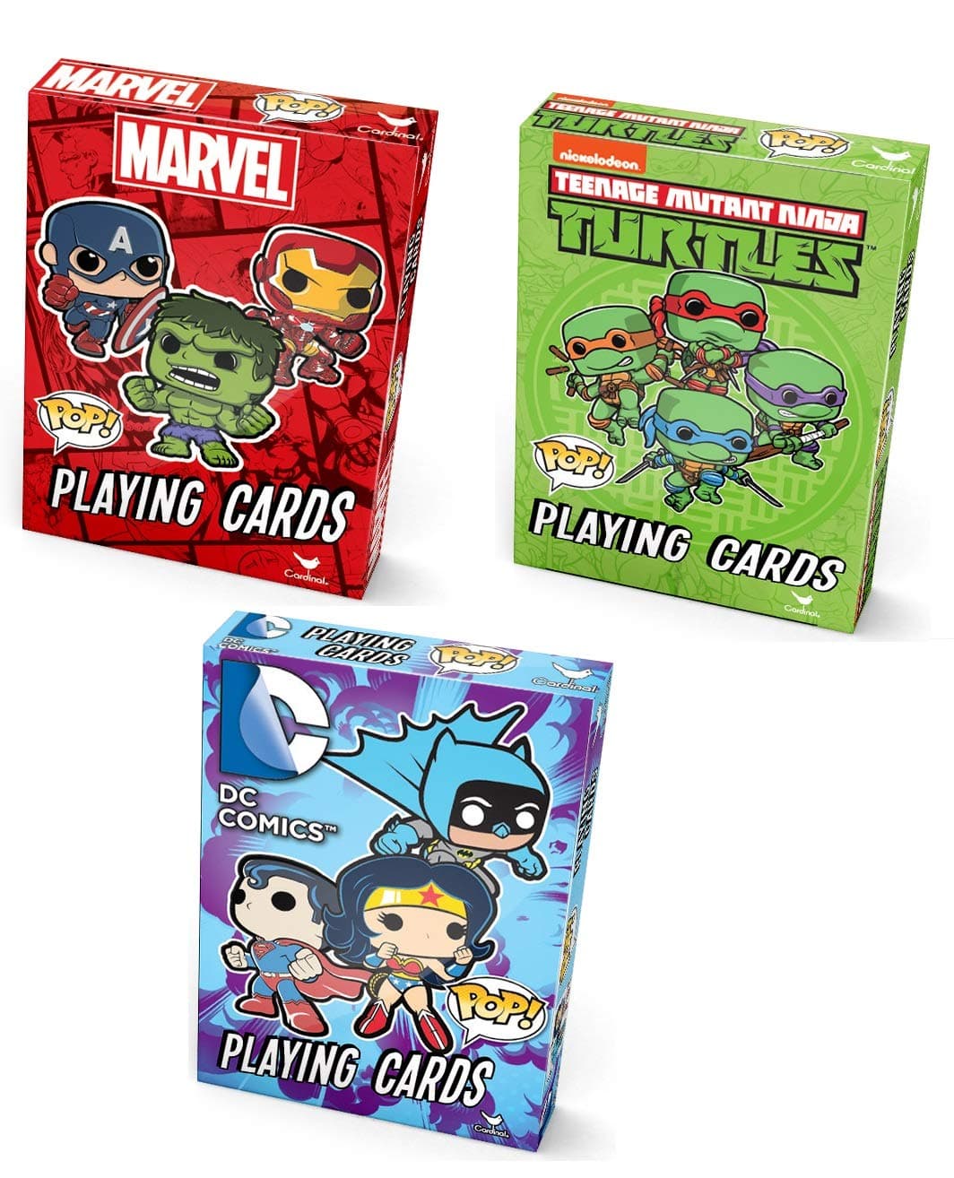Super Hero Pop Playing Cards DC Comics Marvel TMNT Spiderman Hulk Captain America Superman Batman Harley Quinn Teenage Mutant Ninja Turtles Bundle 3 Sets