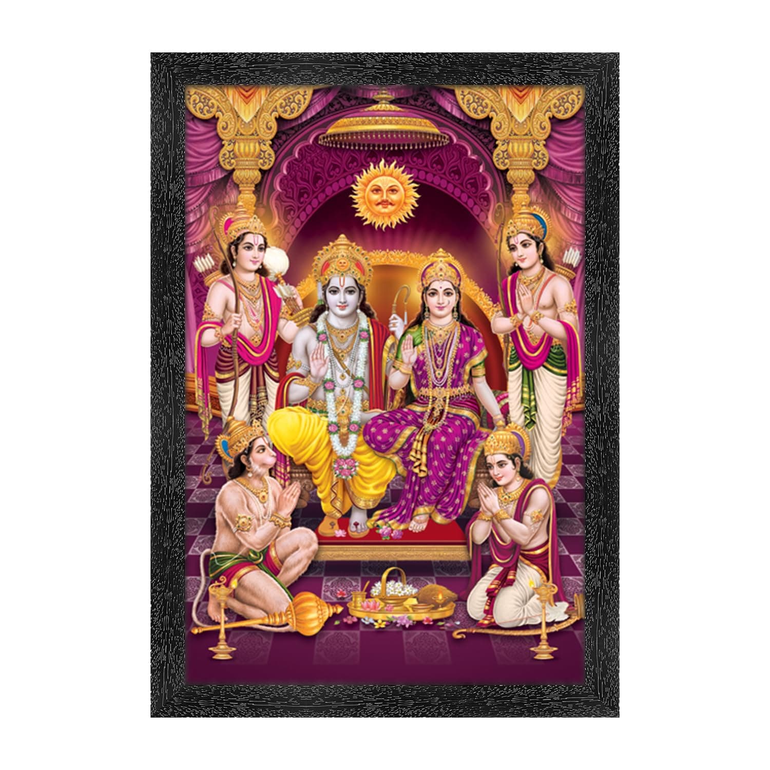 Dharvika Innovations Ram Darbar Photo Frame, Black, Sparkle Coated Lamination 2112 14 x 20 Inch