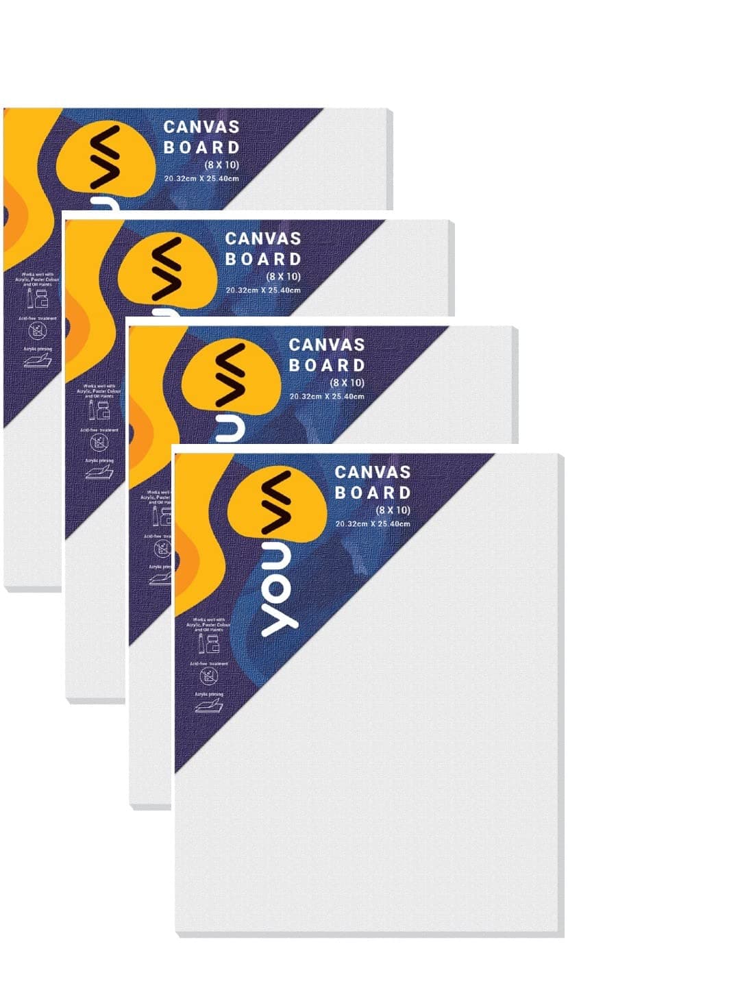 Navneet Youva | Primed Canvas Board for Acrylic and Oil Colour Painting | 8x10 inch | for Students and Budding Artists | Pack of 1