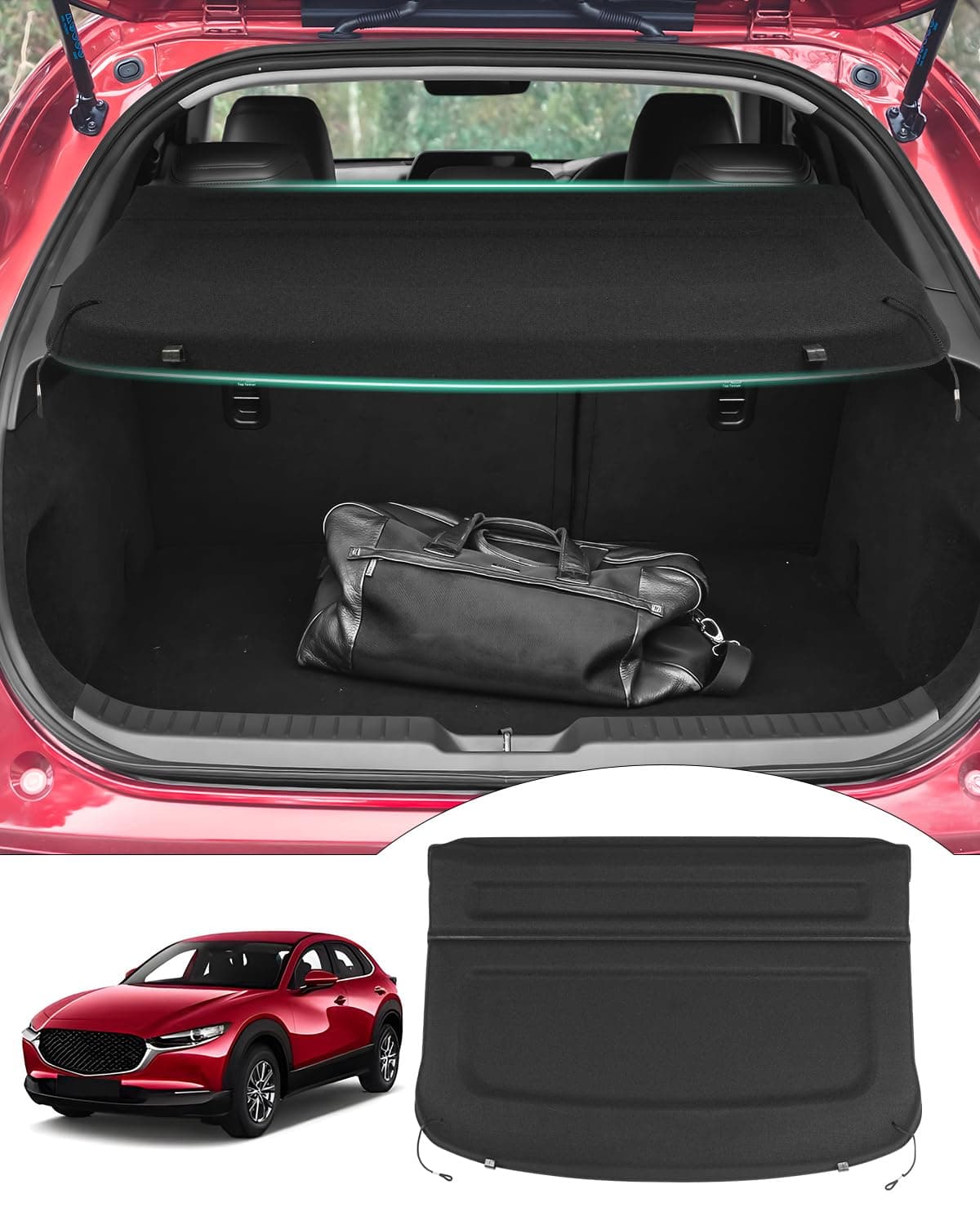 Powerty Cargo Cover for 2020-2025 2026 Mazda CX-30 CX30 Retractable Trunk Cover Trunk Shielding Shade for CX30 Accessories Luggage Cover No Gap(Can Withstand The Load)