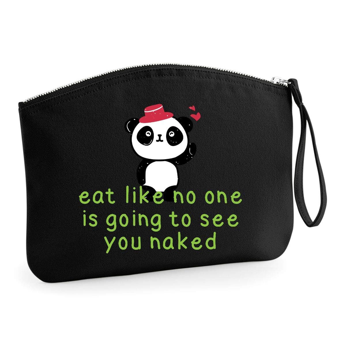 Panda 5 Eat Like No One Is Going To See You Naked Make Up Bag - Organic Cosmetic Wristlet Case