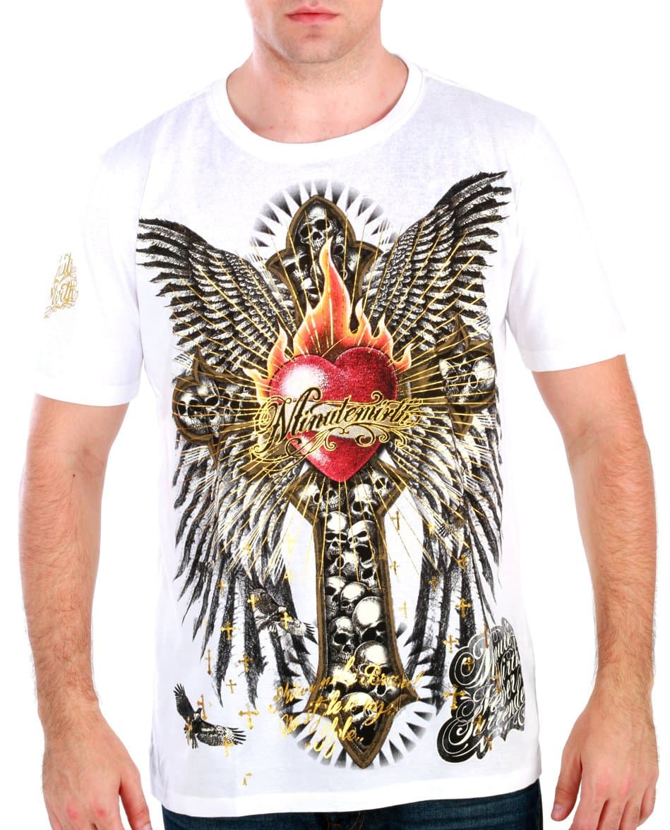 Crucifix Skull Heart Wing Cross Men T-Shirt Tattoo Rock Punk bmx Hip Hop #MB2