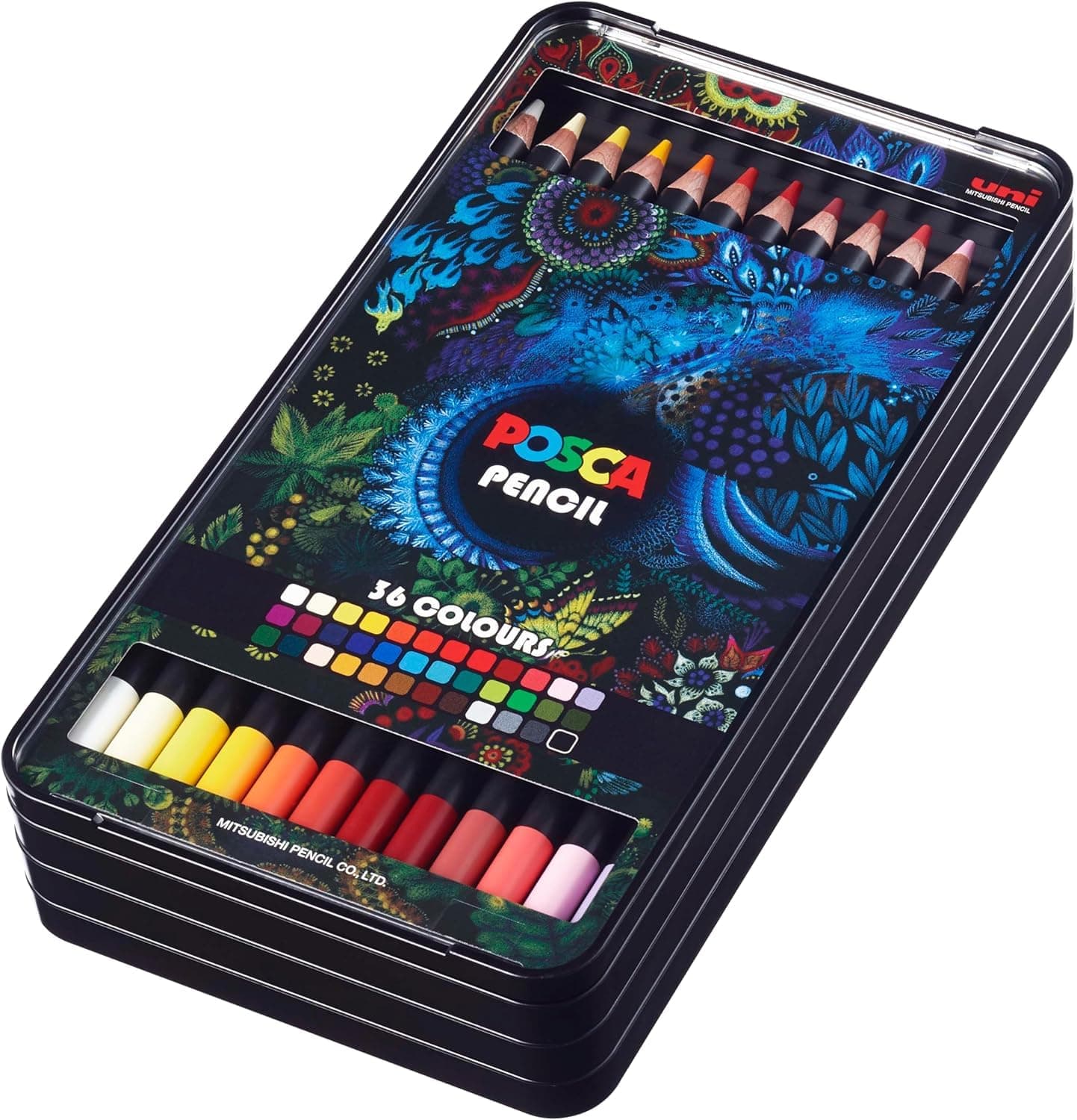 POSCA Uni-Ball Oil Pencil Box 36 Colours, Multicoloured, Regular