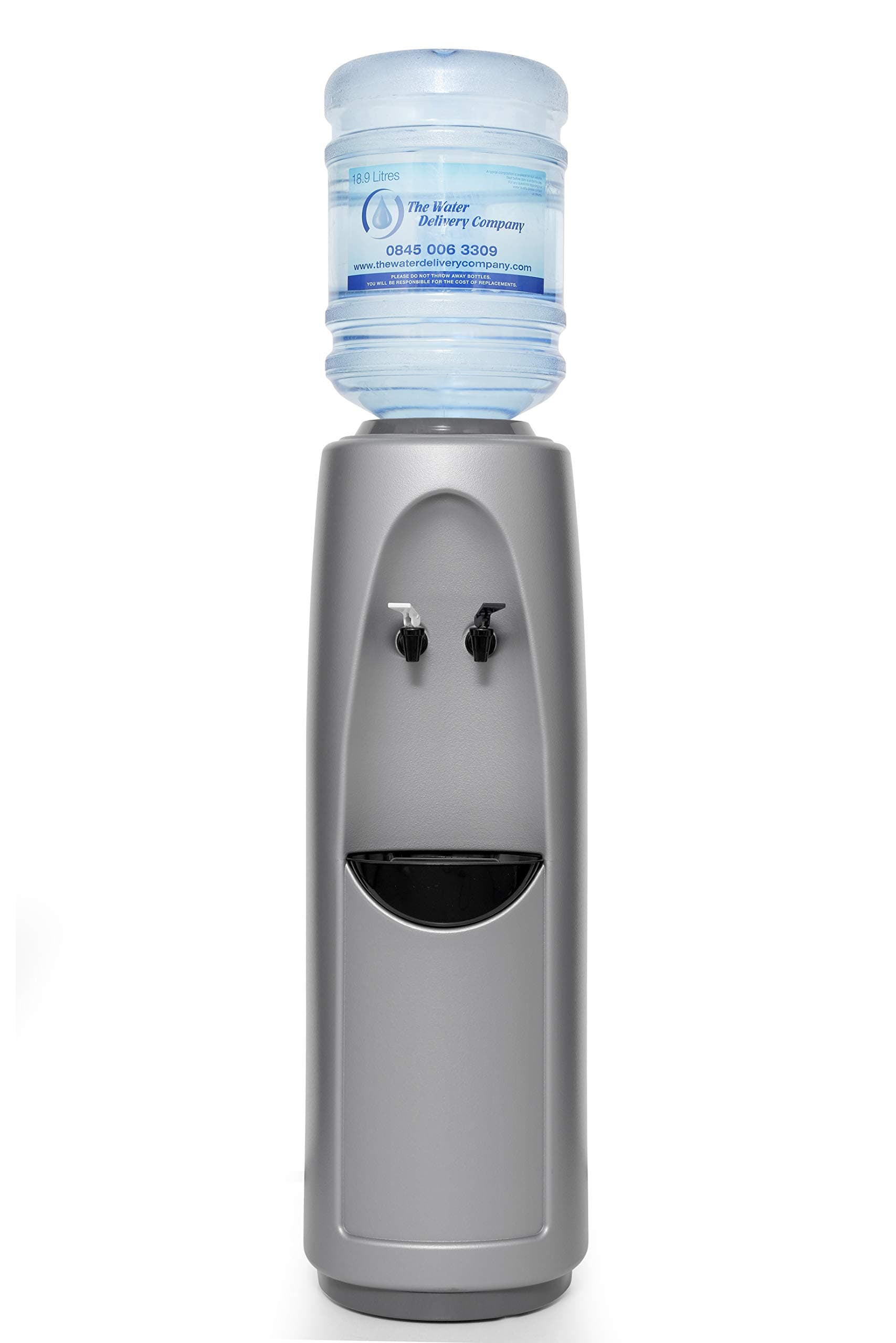 Hydrate Direct Archway Ambient & Cold Bottled Water Cooler Dispenser | Floor-Standing Water Machine, Dispenses Cool Chilled Water and Room Temperature Water – in Grey/Silver