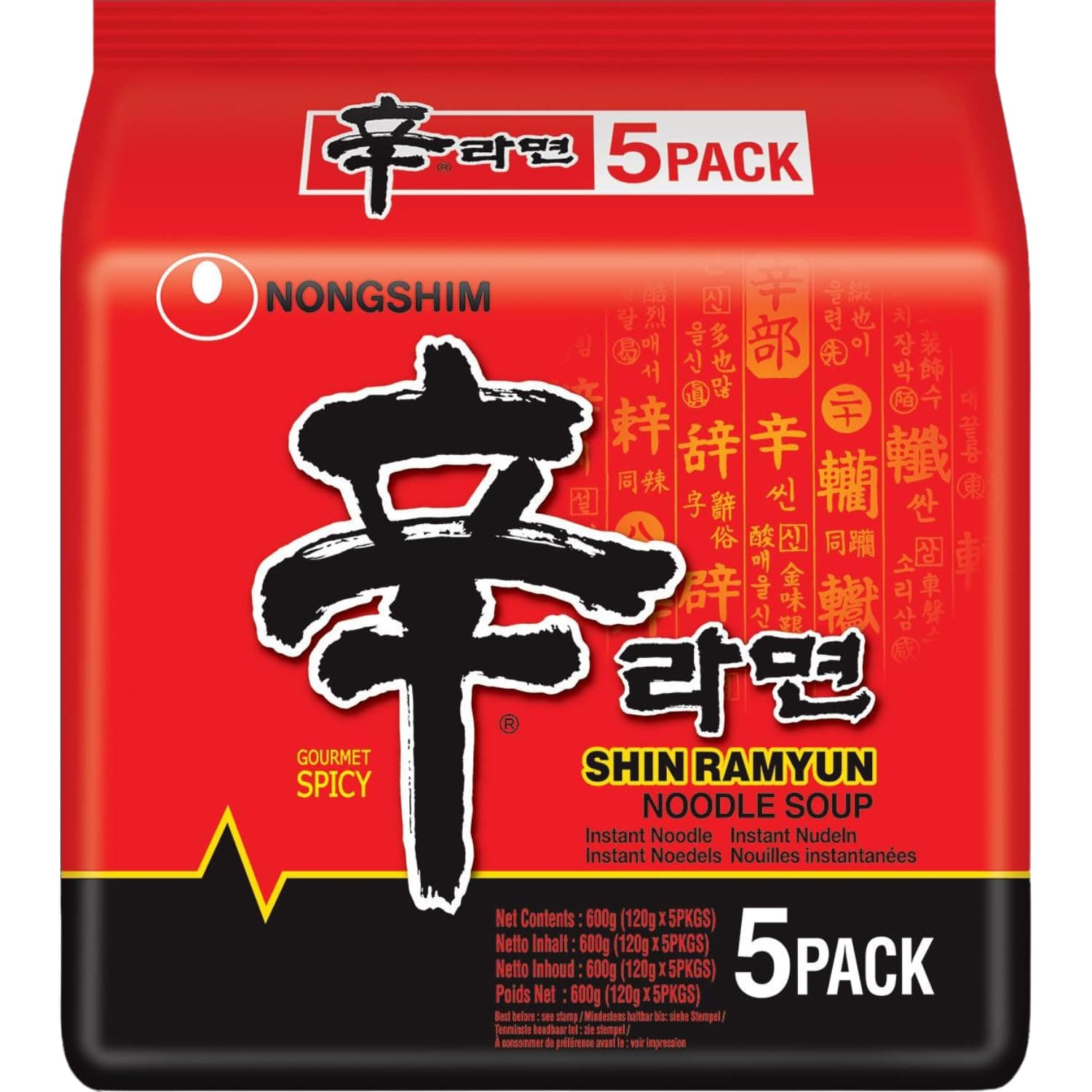 Nongshim Shin Ramyun Korean Style Spicy Noodle Soup Instant Noodles 21.16 oz / 600gm