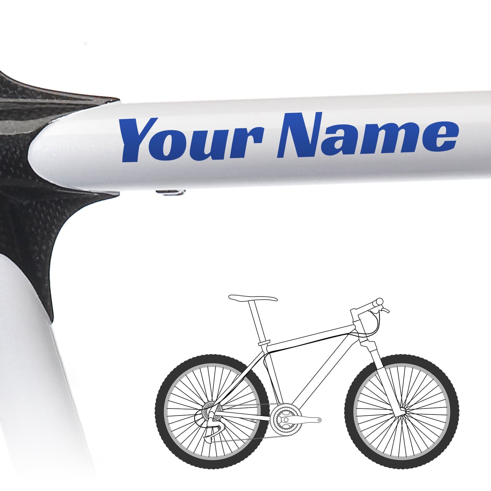 2 x Custom Name Bike Frame Stickers - Race Style