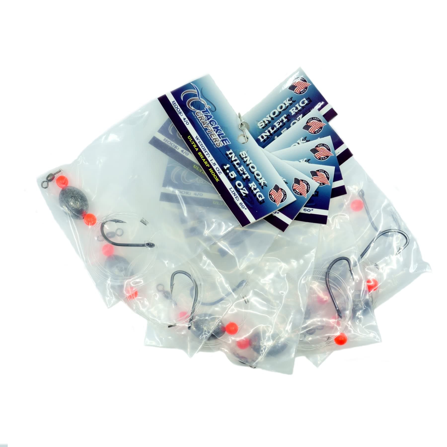 Snook Inlet Rig - Pack of 6 - Live Bait Rigs with Swivel and Egg Sinkers for Snook