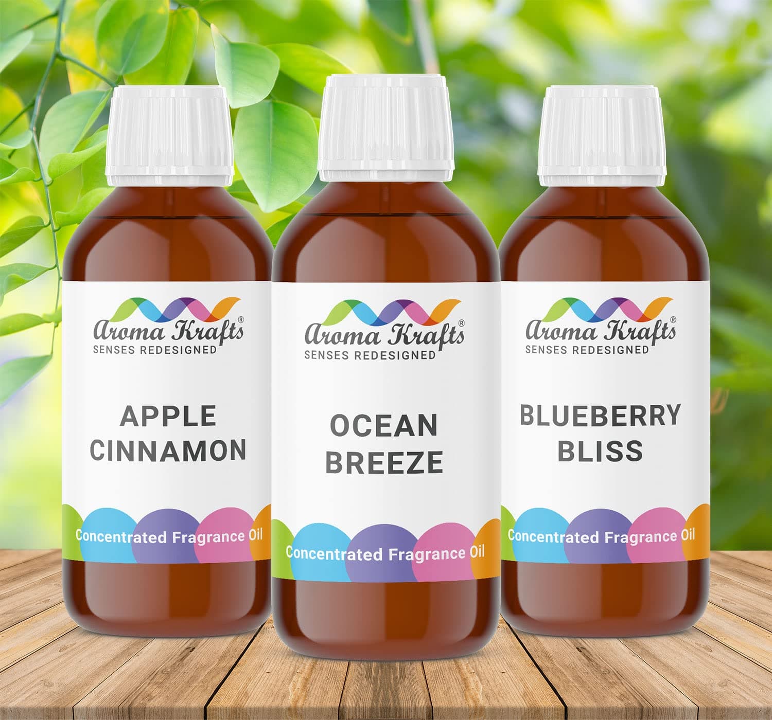 Fragrance Oils for Candle Making & Soap Making - Apple Cinnamon, Ocean Breeze, Blueberry Bliss - Set of 3 (30ml each)