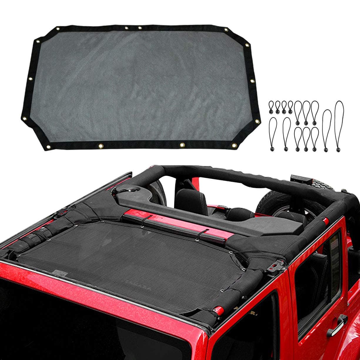 VXAR Mesh Shade Half Top Cover 07-17 Jeep Black2
