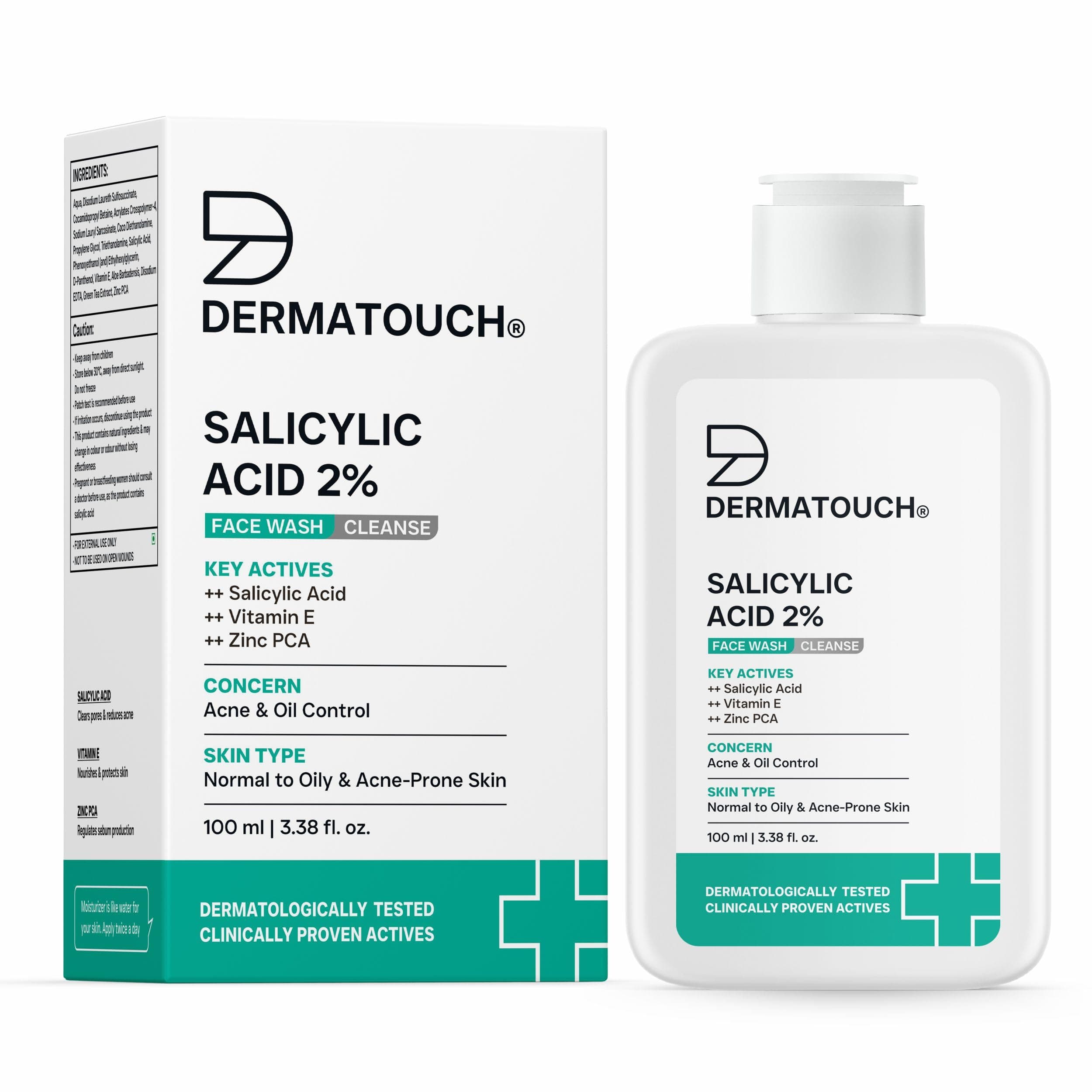 DERMATOUCH Salicylic Acid 2% Face Wash | For Acne & Oil Control | Suitable to All Skin Types | For both Men & Women | 100.00 ml (Pack of 1)