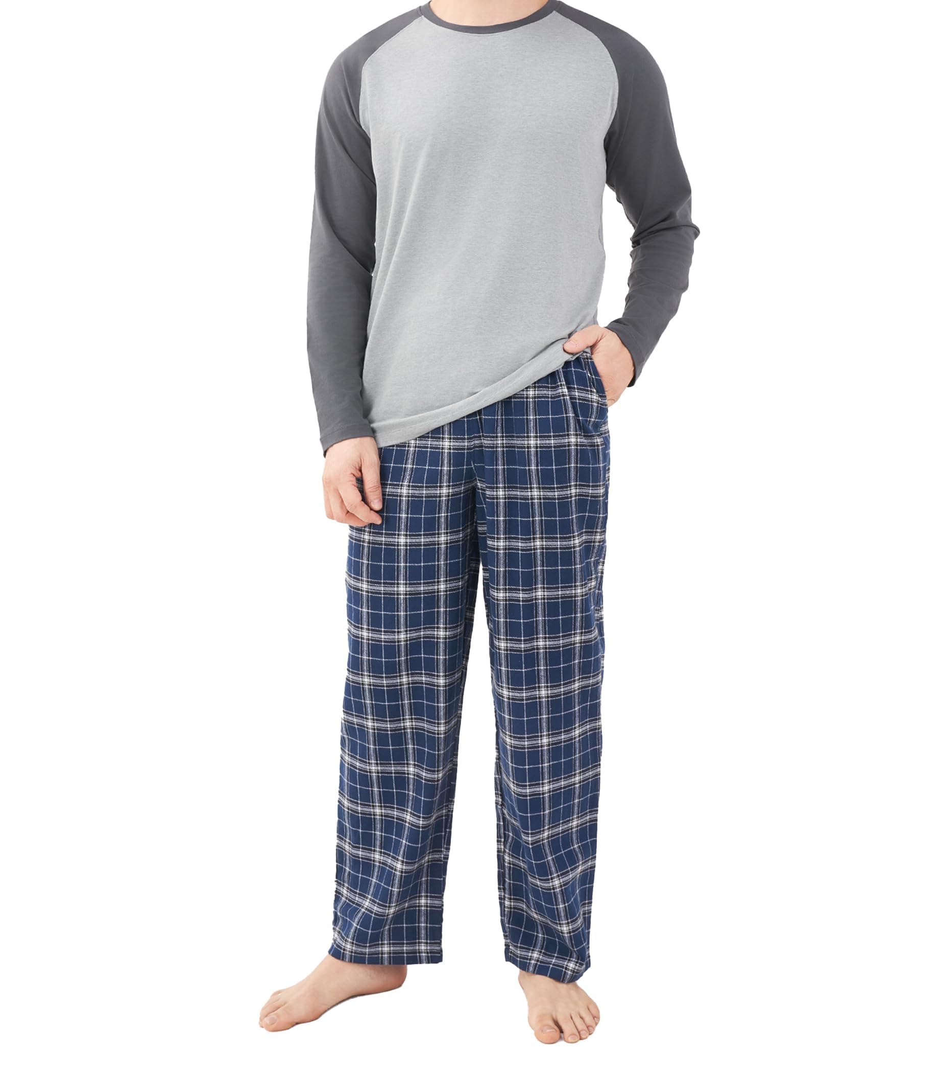 DAVID ARCHY Mens Pajamas Set - Soft Pj Sets for Men Long Sleeve Pajamas Men Cotton Mens Pjs Sets Loungewear with Pockets