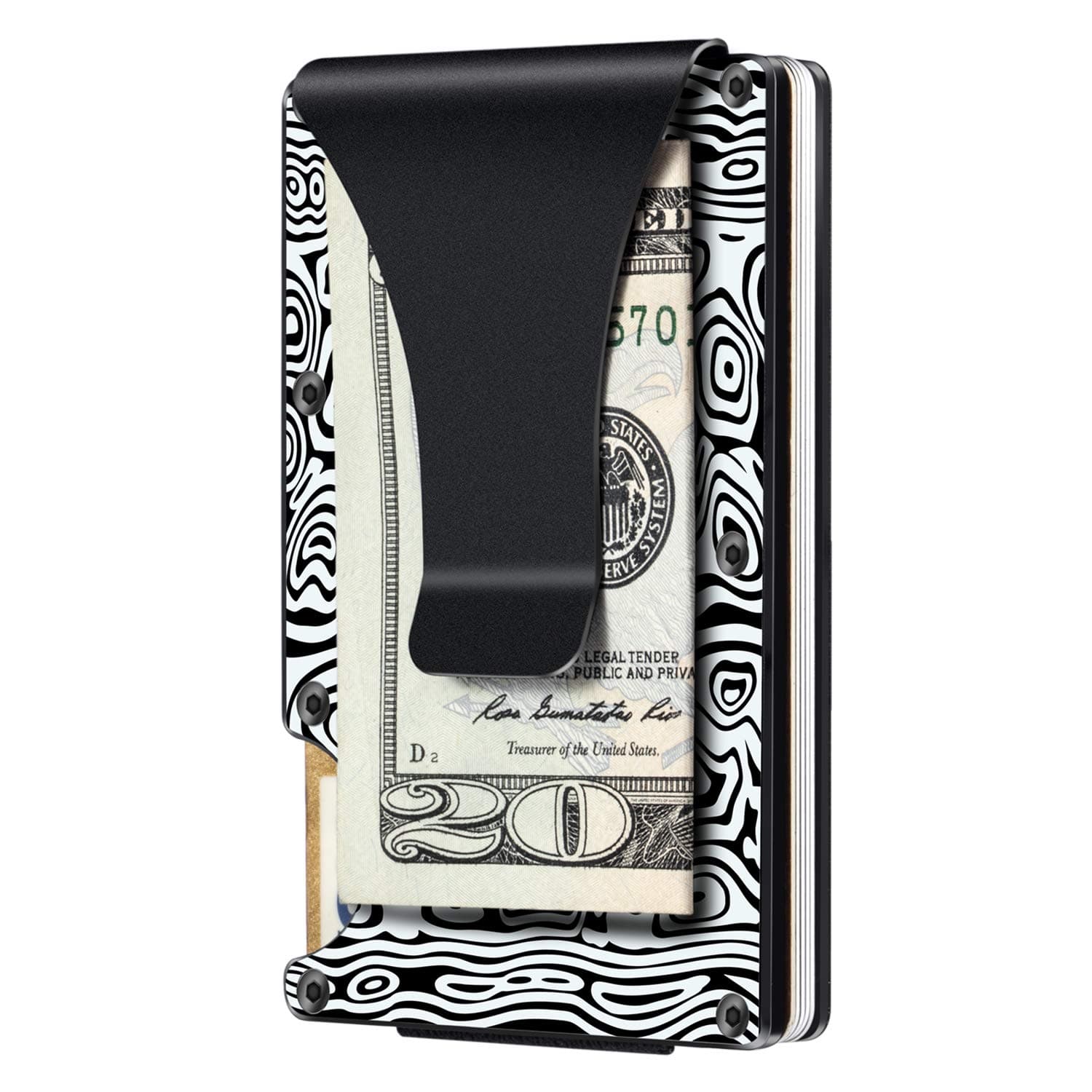 Aluminum Wallets for Men, LOOKISS RFID Minimalist Wallet for Men, Money Clip Wallet Metal, Mens Slim Wallet Metal Card Holder (Damasgus2)