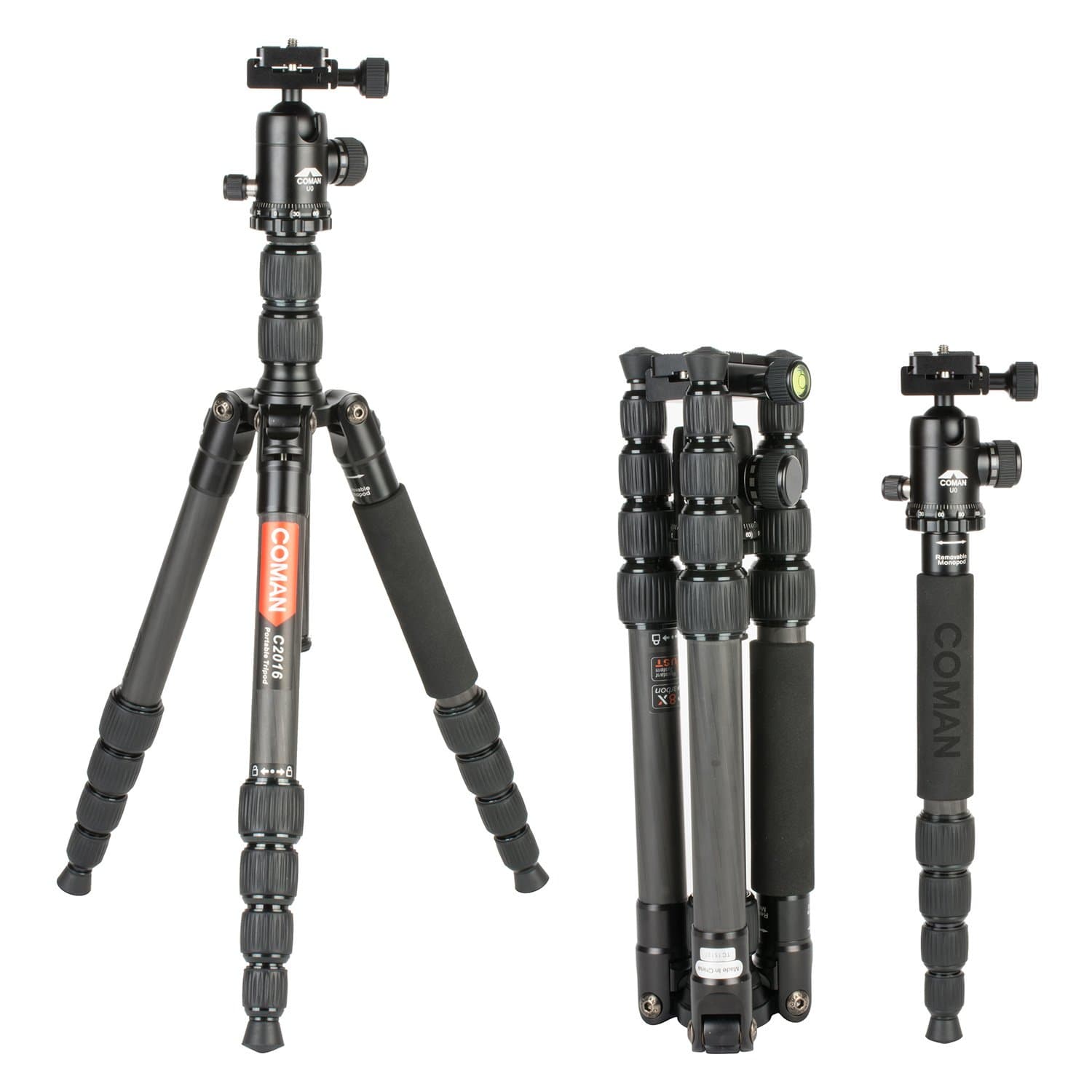 Tripod, COMAN C2016 Carbon Fiber Camera Tripod 56.7 inches Lightweight Travel Professional Tripod with 360 Degree Ball Head and Carrying Bag for Canon Nikon Sony Camcorder DSLR Camera and Video