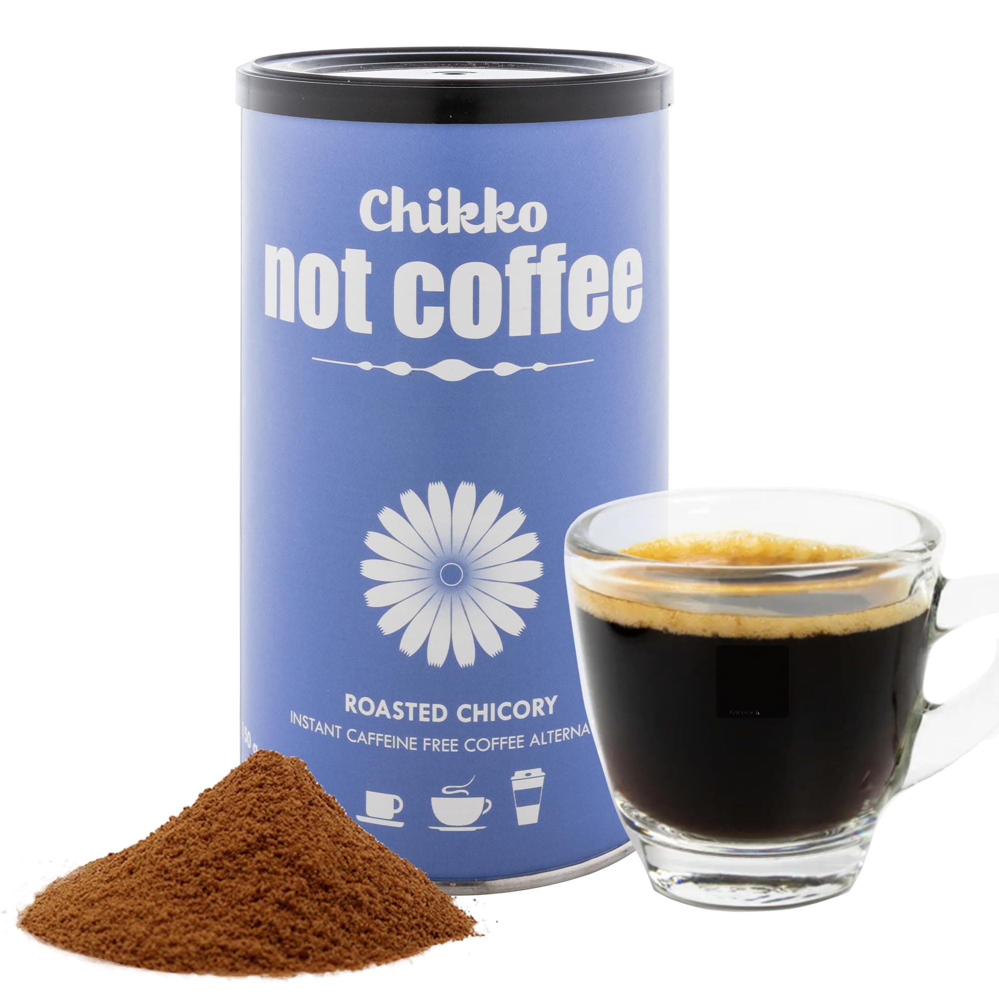 Chikko Not Coffee Organic Chicory Coffee 150g - No Added Sugars - Instant Decaf Coffee Alternative, Vegan - Made from Natural Roasted Chicory Root Powder - No Chemicals
