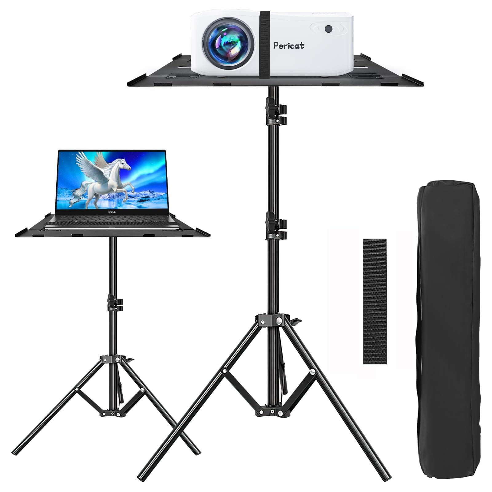 pericat Projector Tripod Stand, Adjustable Height 23" to 61", Foldable Laptop Tripod, Tripod for DJ Equipment / Projector, Heavy Duty Projector Tripod for Office, Home, Stage