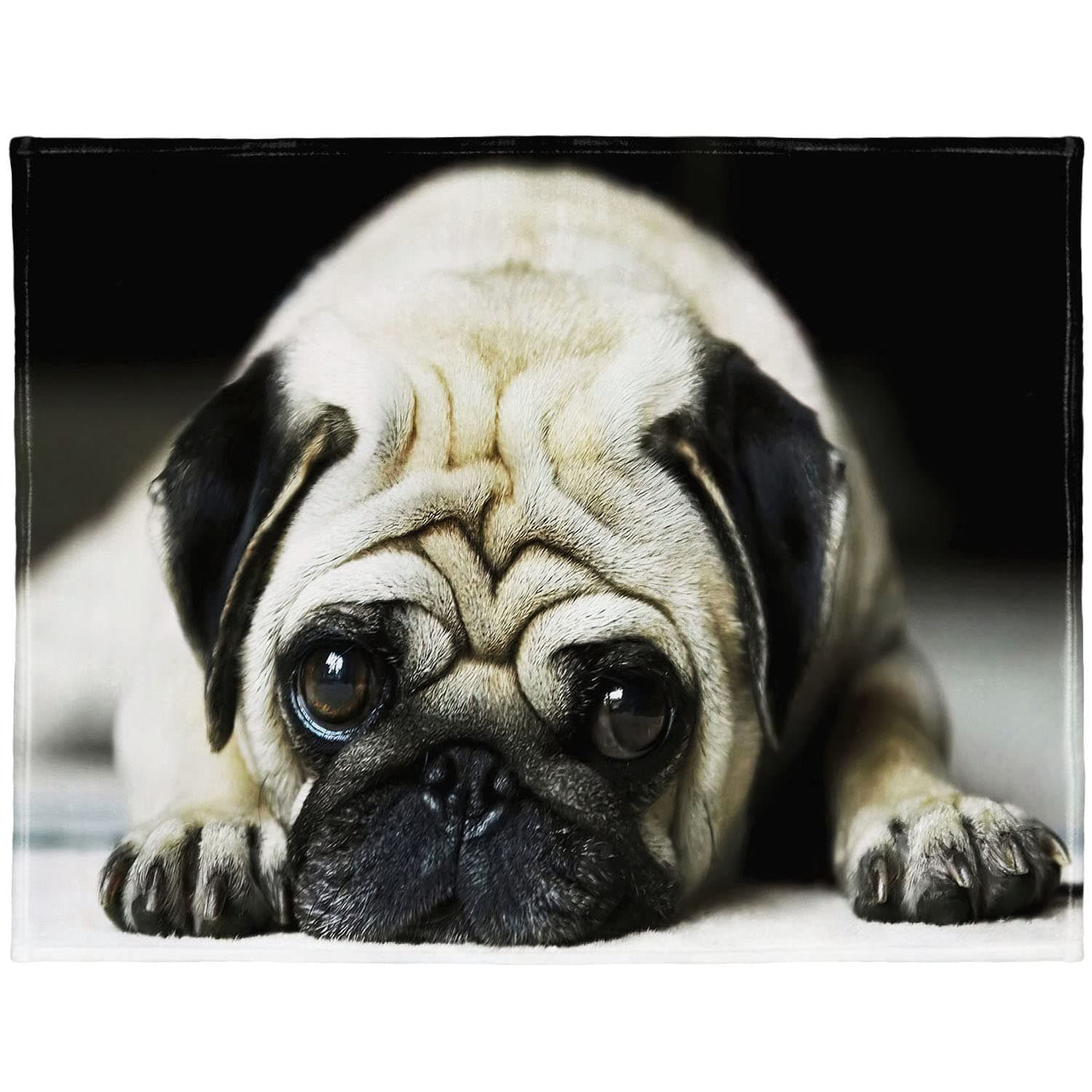 60" x 80" Cute Pug Blanket Comfort Warmth Soft Plush Throw for Couch