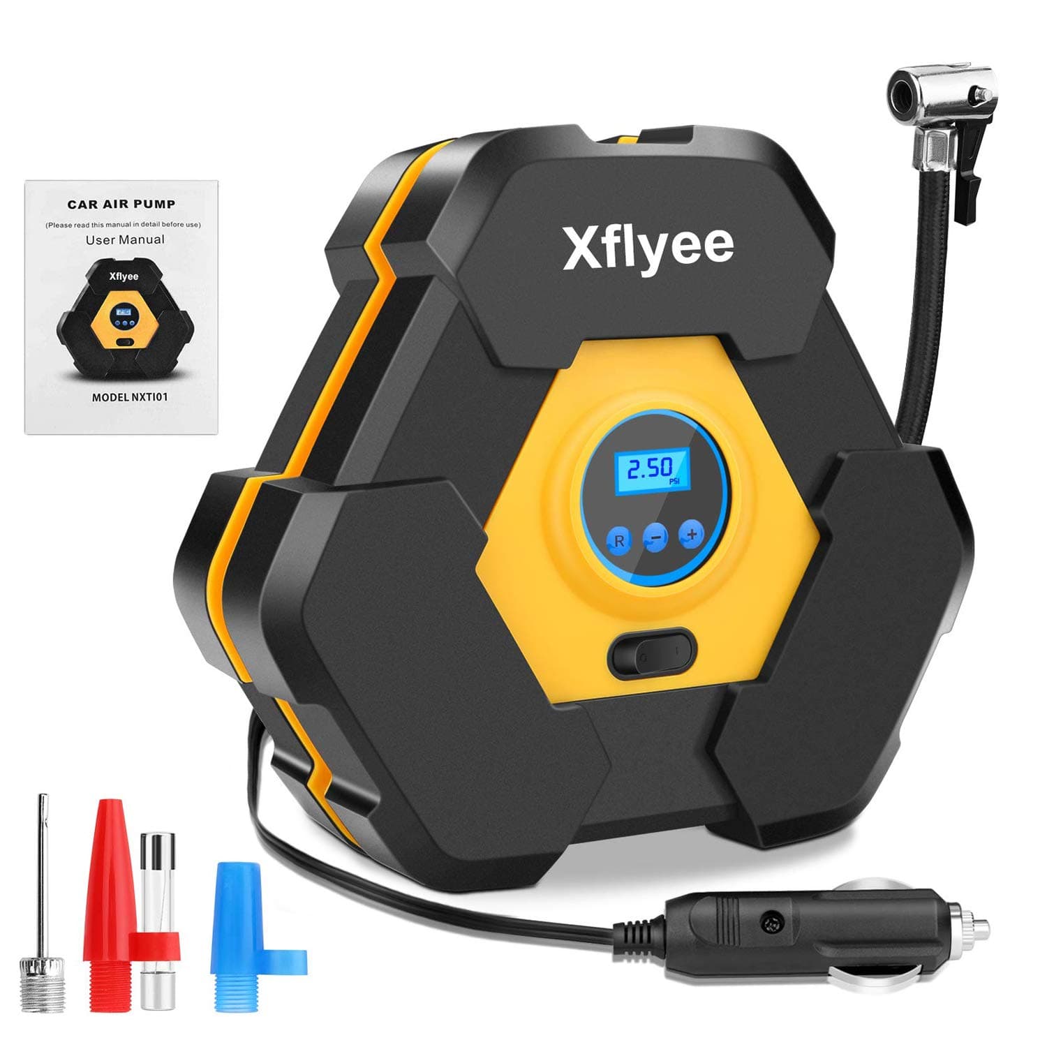 Air Compressor Tire Inflator, DC Air Pump for Cars, Auto Digital Tire Inflator with Gauge, 12V 150 PSI, Portable Car Tires Pump with LED Light for Cars/Motorcycle/Bicycle Tires and Other Inflatables