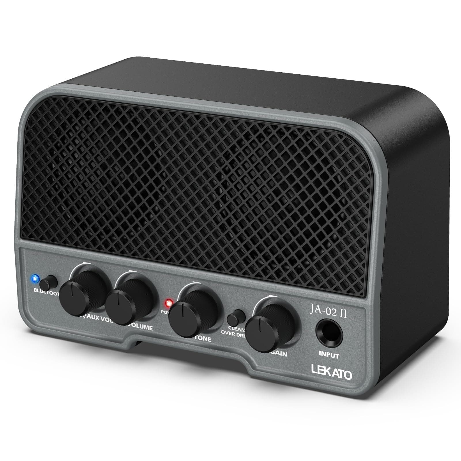LEKATO JA-02 II Mini Guitar Amp, Dual 5W Portable Battery Powered Electric Guitar Amplifier with CLEAN/OVERDRIVER Effects Bluetooth 5.0 Practice Small Amp for Daily Practice and Music Parties (Black)