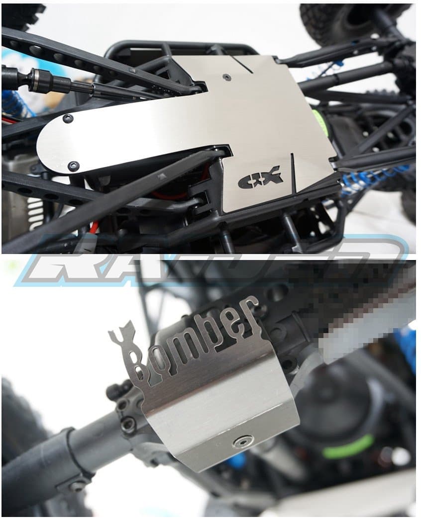 Axial RR10 Bomber Stainless Steel Chassis Protector Guard Front Axle Skid Plate Silver