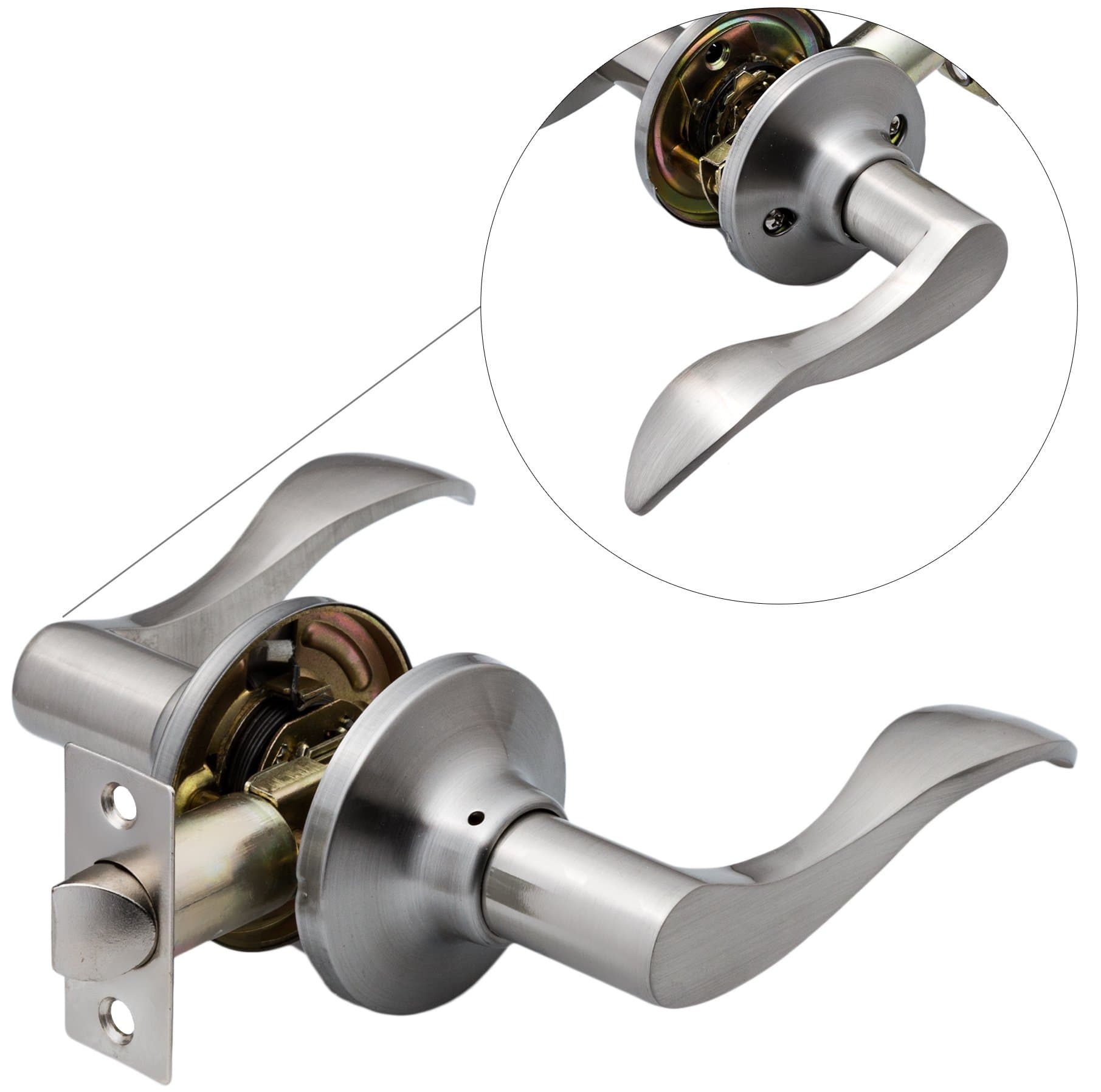 Berlin Modisch Door Lever (Double Cylinder, Brushed Nickel Finish)