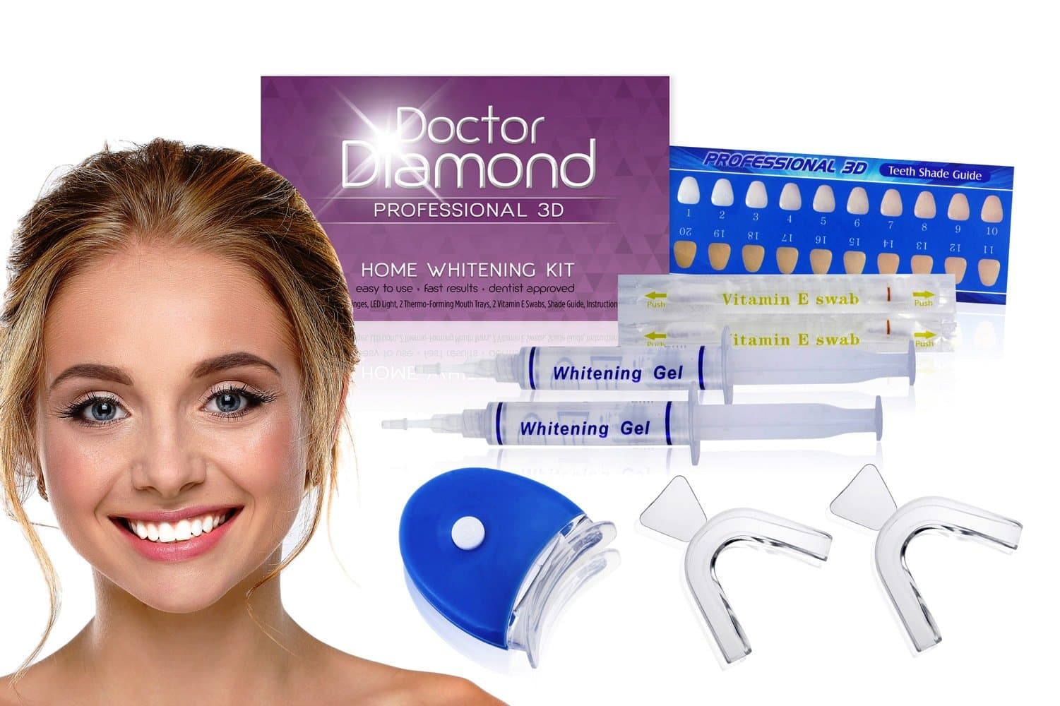 Dr. Diamond Complete 3D At-Home Teeth Whitening Kit Rated 1 In the USA- Deluxe Edition