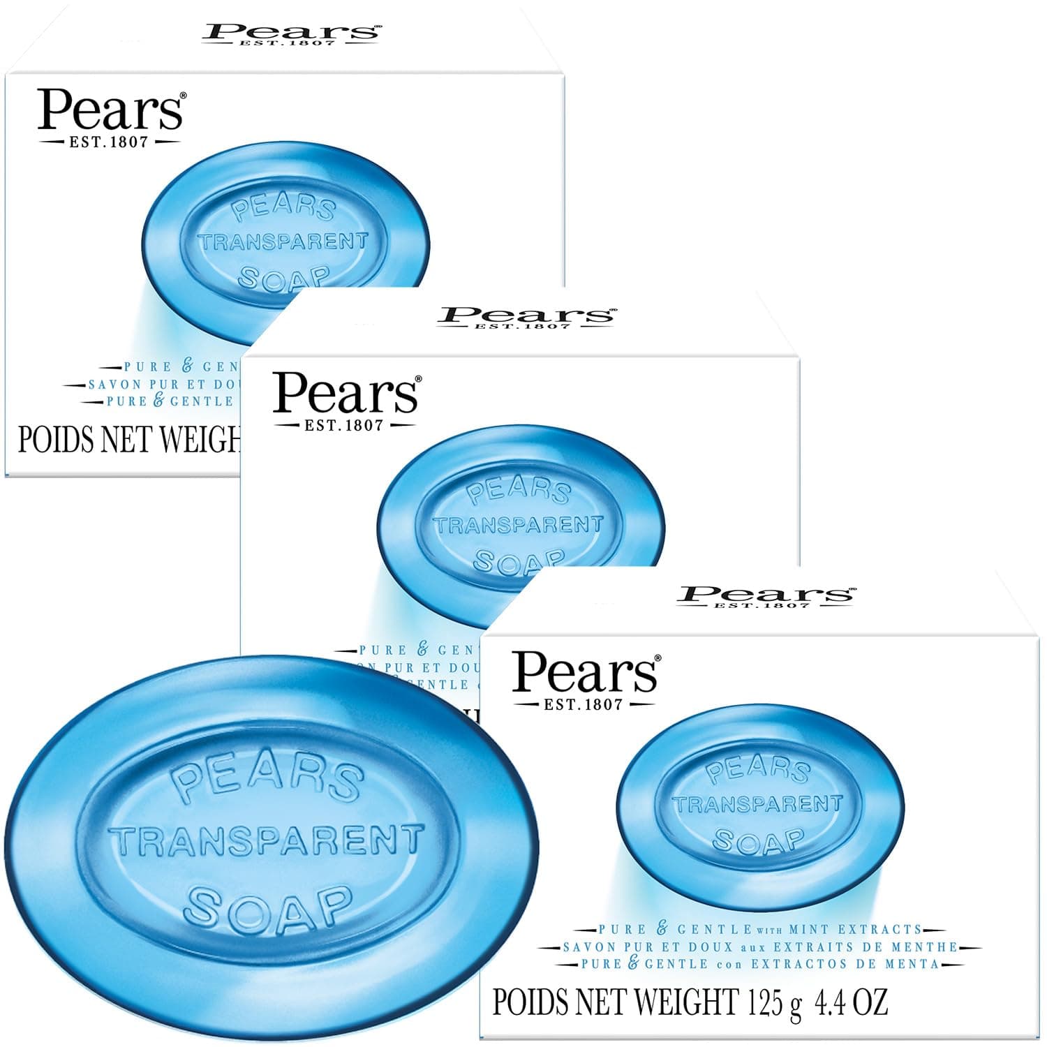 Pears Germ Shield with Mint Extract Soap (Set of 3 Soaps) 125 Gx3
