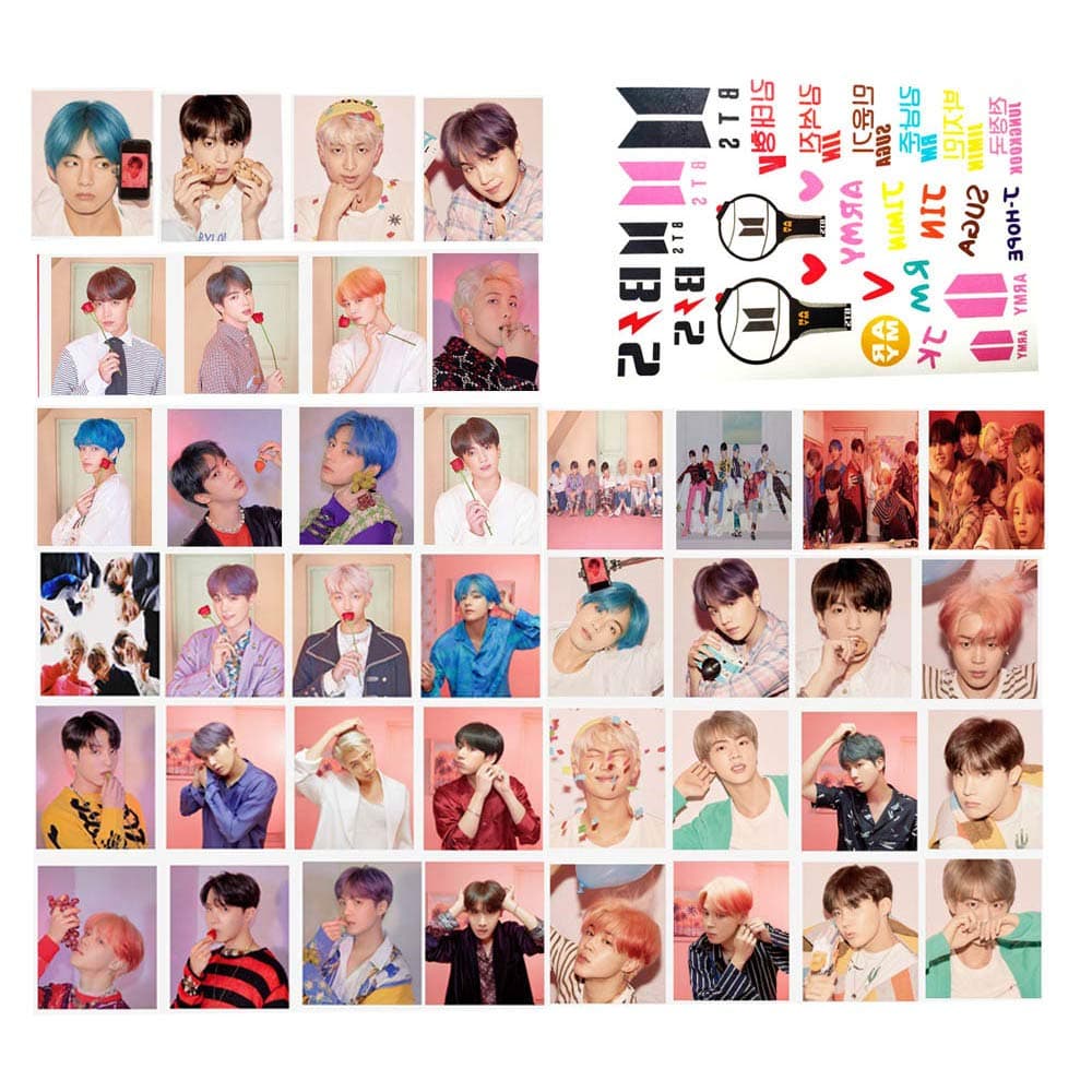 40PCS BTS MAP of The Soul Pesonal New BTS Album LOMO Card Set of Gift for A.R.M.Y- BTS Photo Postcard Set with 1 PCS Hemp Rope and 5 Photo Clips 2019
