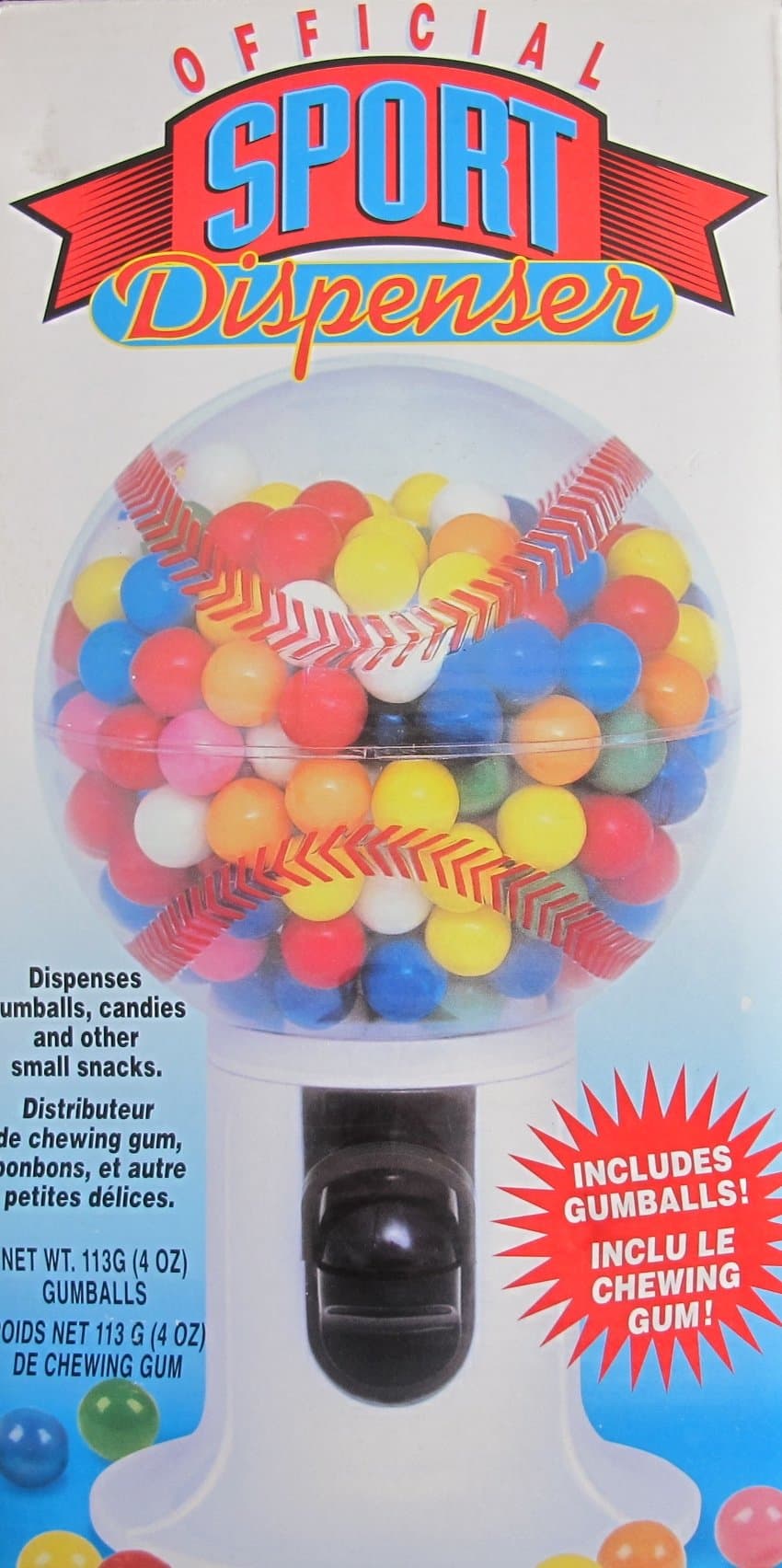 Official SPORT Dispenser: BASEBALL Shape CANDY & GUMBALL MACHINE DISPENSER w Included GUMBALLS