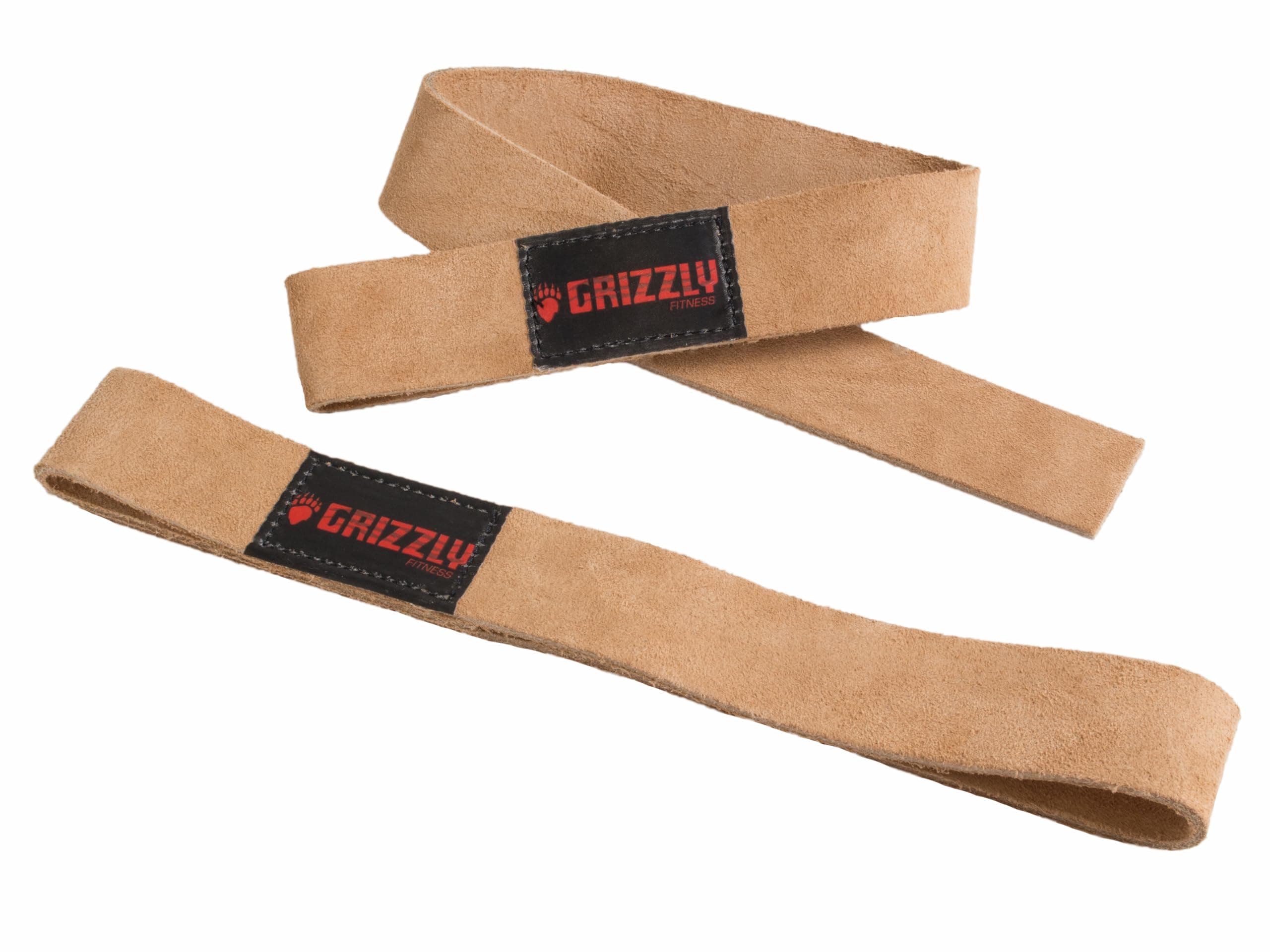 'Grizzly Fitness 1.5'' Premium Genuine Leather Lifting Wrist Straps for Men and Women | Sold in Pairs | One Size | Used by Pros to increase Grip Strength'