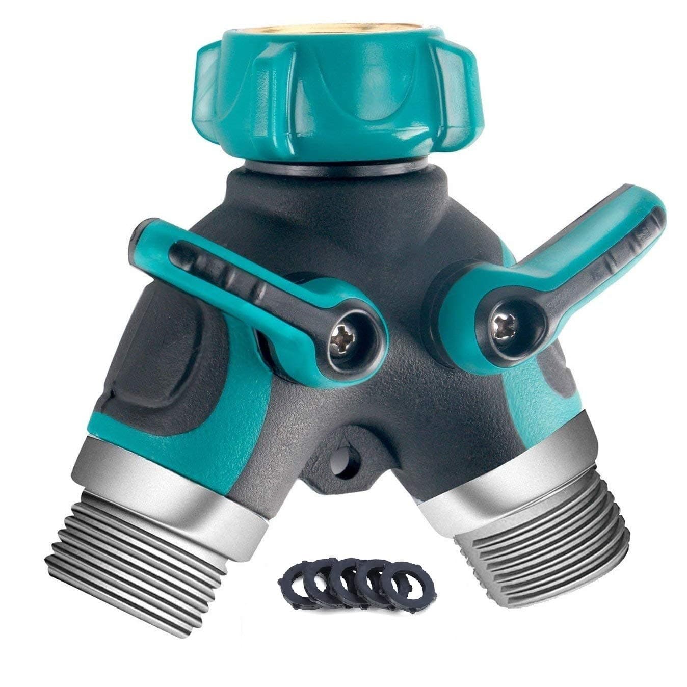 - Metal Garden Hose Splitter Upgraded 2025, 2 Way Y Hose Connector, Easy Grip Splitter, Sturdy Connector with 3/4 "Connector and Rubberized Grip for Garden, 1 Pack