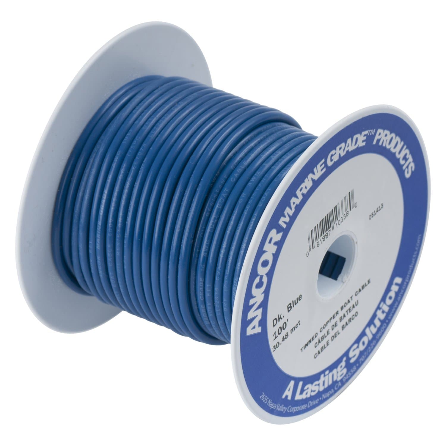 Ancor 182103 Marine Grade Electrical Primary Tinned Copper Boat Wiring (16-Gauge, Dark Blue, 25-Feet)