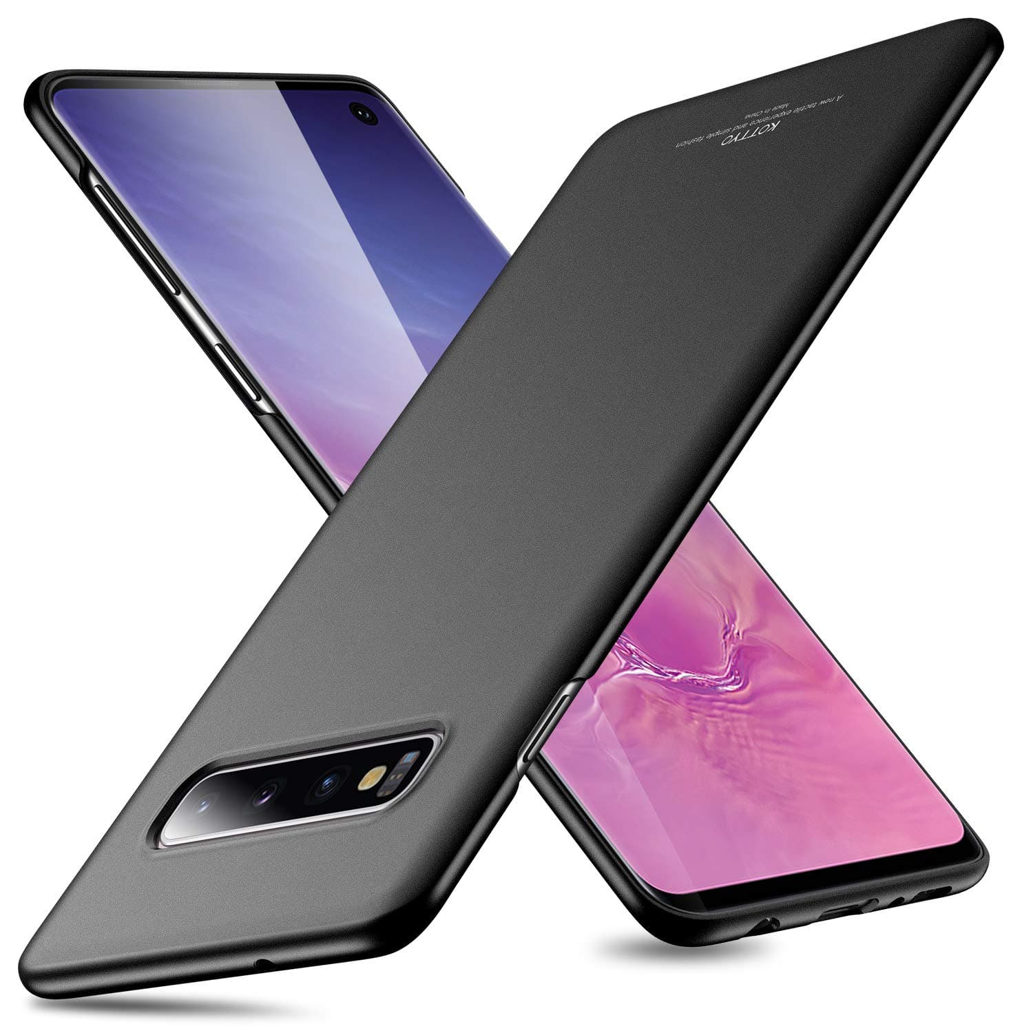 KOTTYO Samsung Galaxy S10 Plus Case Ultra Thin Hard Case Frosted Matte Finish Skin Scratch Resistant Shock-proof Phone Cover cases With 6.4 inch Screen Protector For S10+ (Graphite Black)