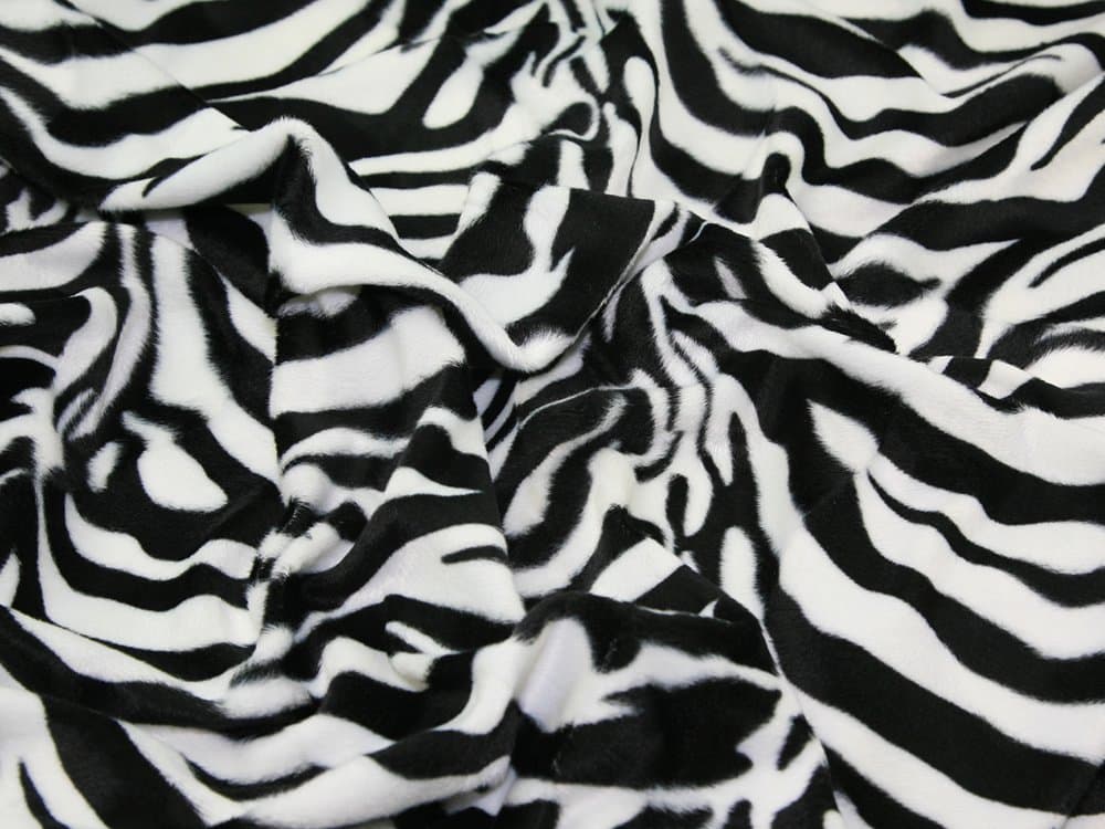 58" wide Animal Print Polyester Velboa Fabric Zebra - per metre
