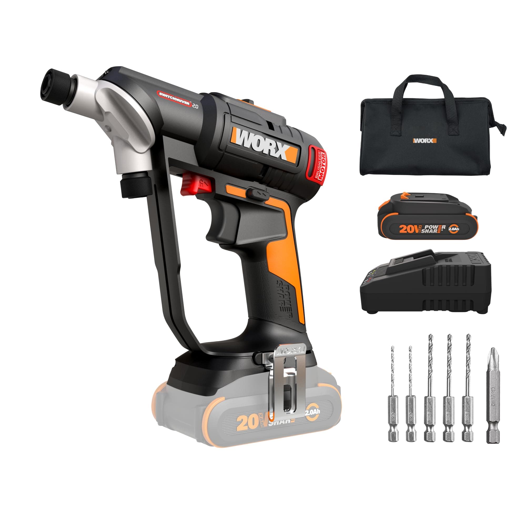 Cordless Drill Driver, 20V 445 in·lb Brushless Power Drill Driver, Powerful Drilling and Driving, 2-in-1 Design, Intelligent Digital Display, Battery and Charger Included, PowerShare