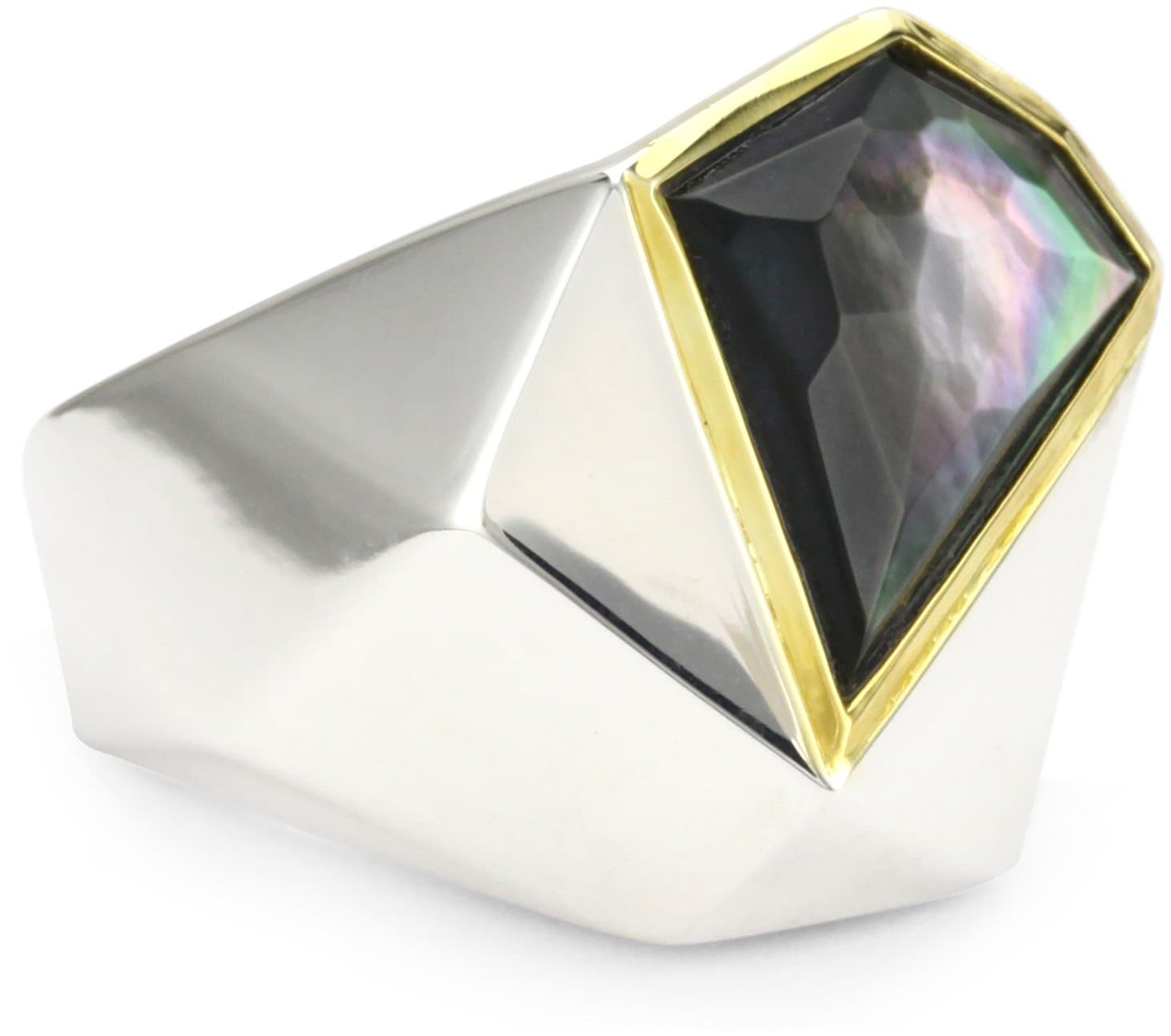 "Pyramid" Black Mother-Of-Pearl Large Ring, Size 7